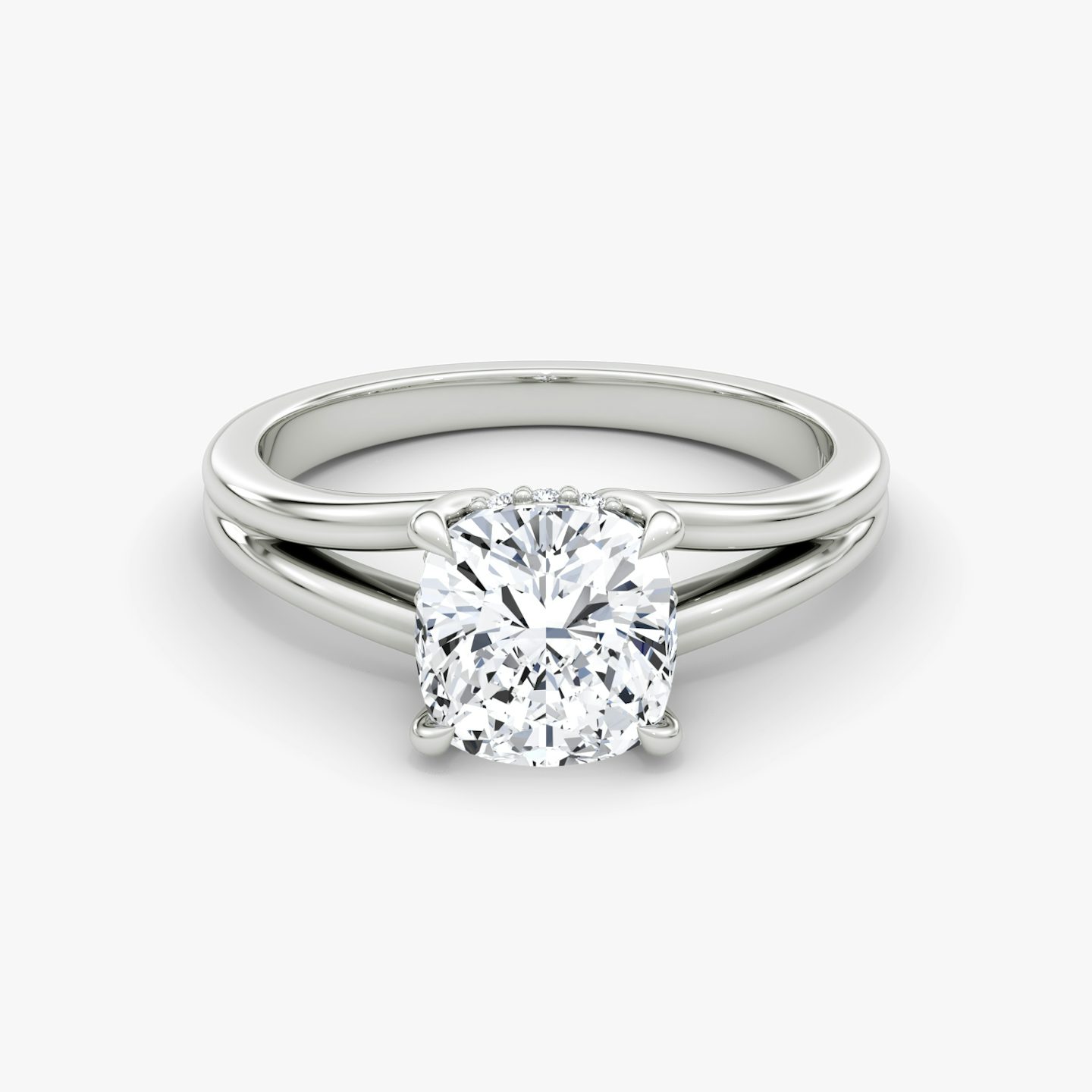 The Floating Split Band | Cushion | 18k | White Gold | bandAccent: Plain | diamondOrientation: vertical | caratWeight: other