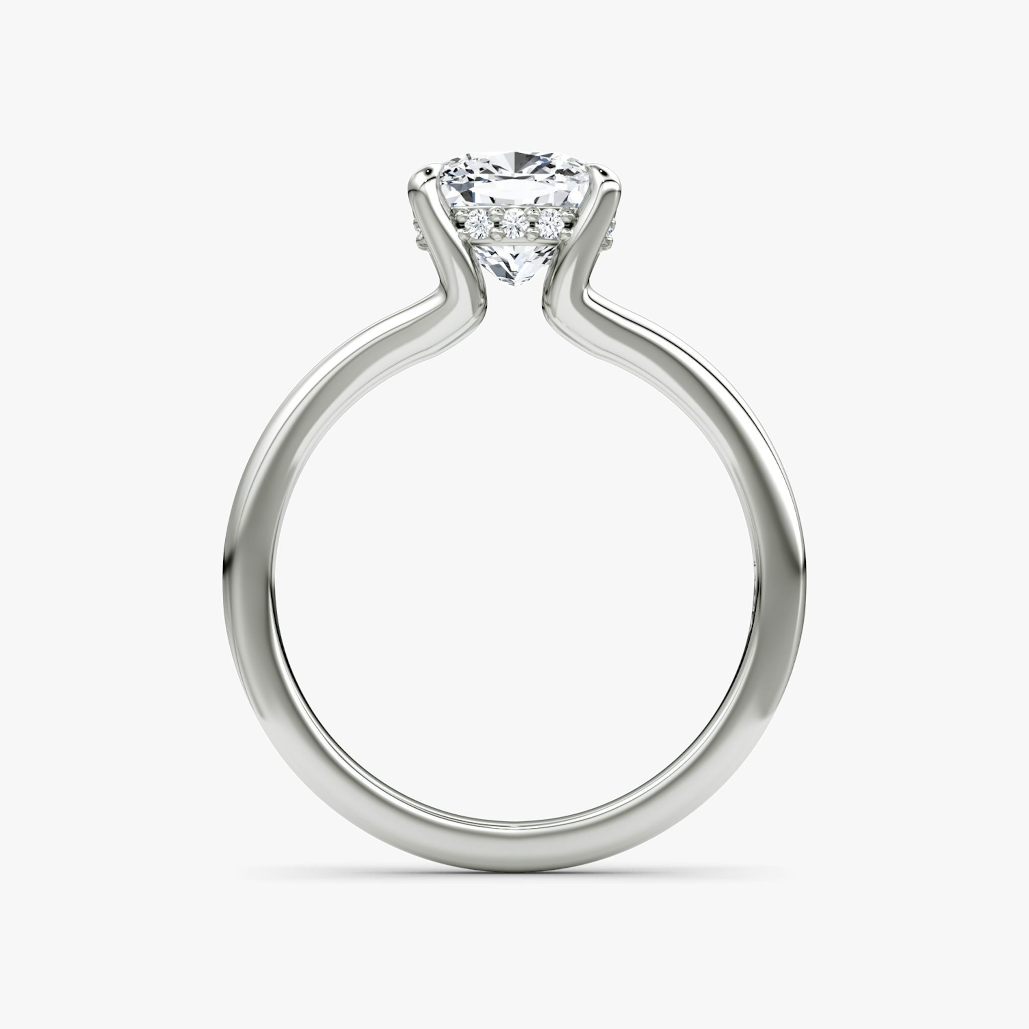 The Floating Split Band | Cushion | 18k | White Gold | bandAccent: Plain | diamondOrientation: vertical | caratWeight: other