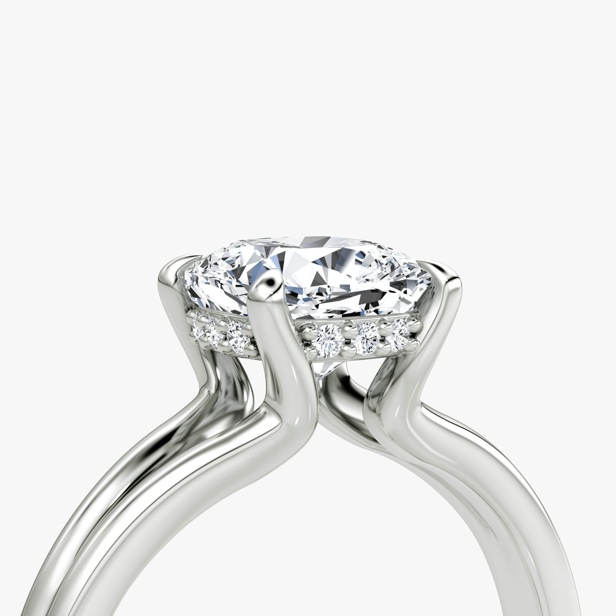 The Floating Split Band | Cushion | 18k | White Gold | bandAccent: Plain | diamondOrientation: vertical | caratWeight: other