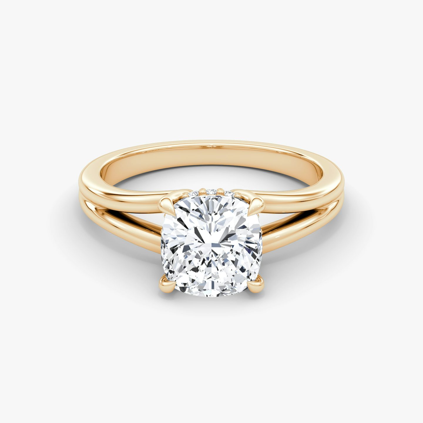 The Floating Split Band | Cushion | 14k | Rose Gold | bandAccent: Plain | diamondOrientation: vertical | caratWeight: other