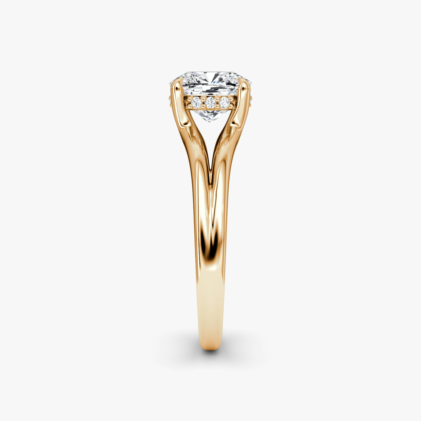 The Floating Split Band | Cushion | 14k | Rose Gold | bandAccent: Plain | diamondOrientation: vertical | caratWeight: other