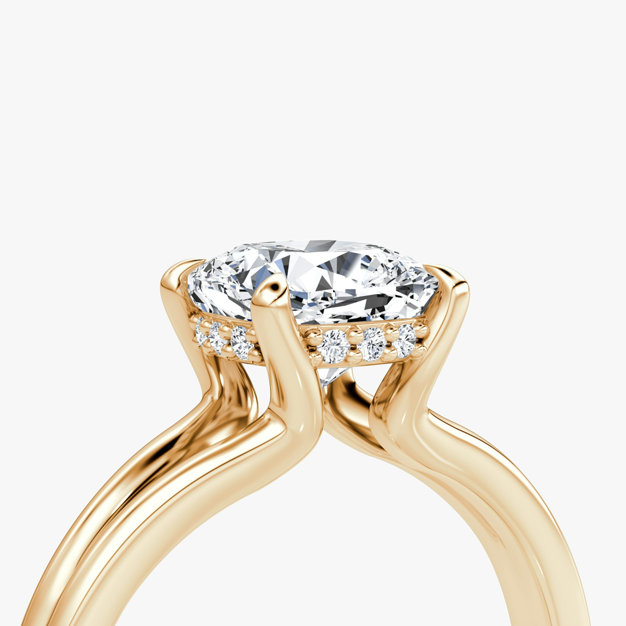 The Floating Split Band | Cushion | 14k | Rose Gold | bandAccent: Plain | diamondOrientation: vertical | caratWeight: other