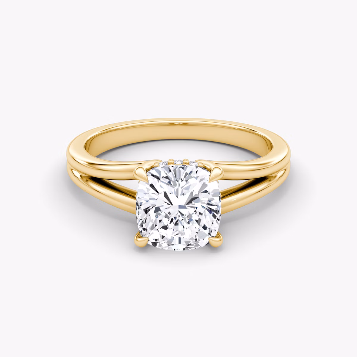 The Floating Split Band | Cushion | 18k | Yellow Gold | bandAccent: Plain | diamondOrientation: vertical | caratWeight: other