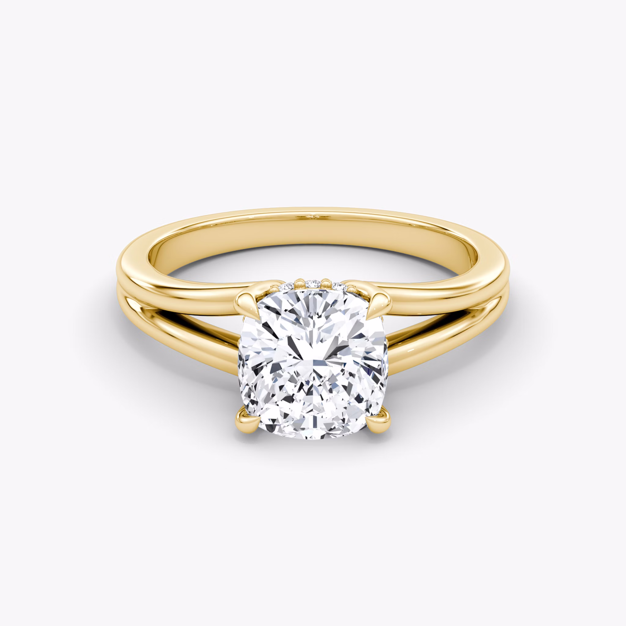 The Floating Split Band | Cushion | 18k | Yellow Gold | bandAccent: Plain | diamondOrientation: vertical | caratWeight: other