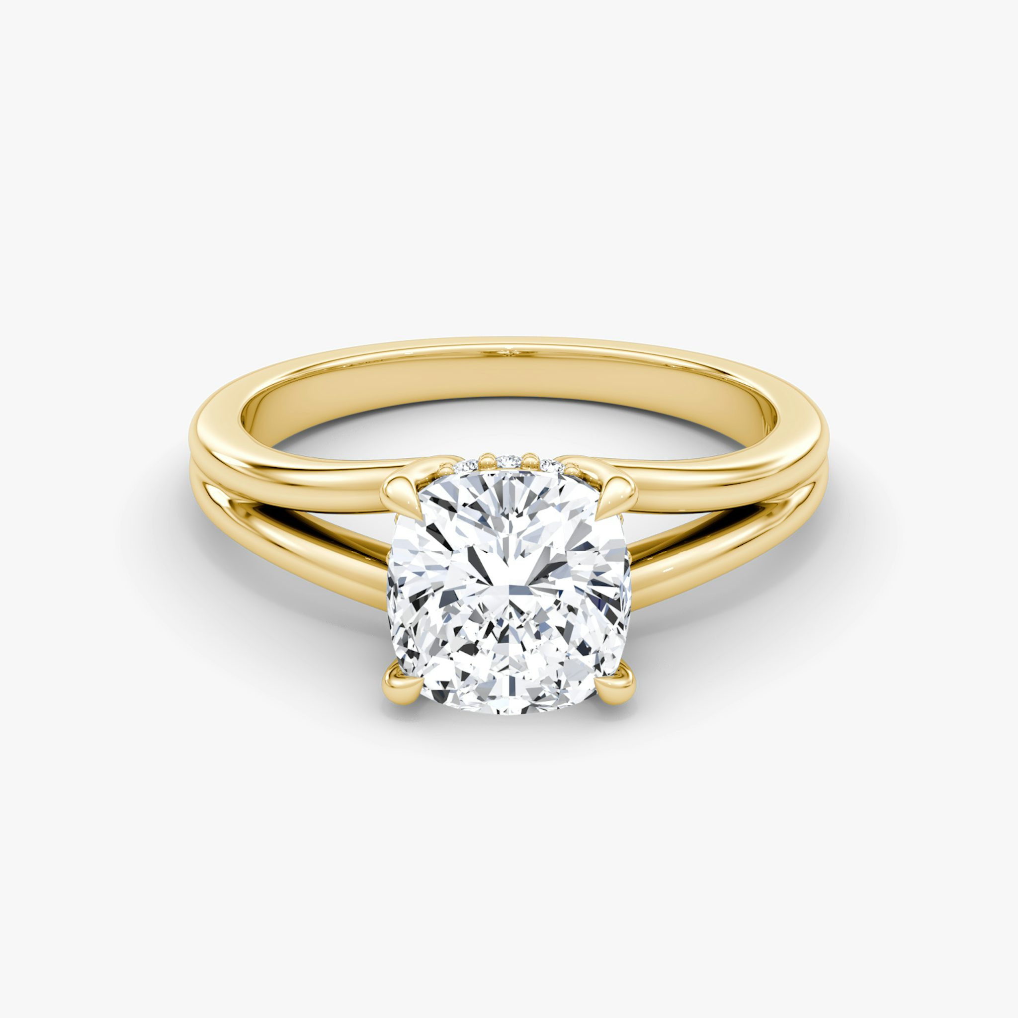 The Floating Split Band | Cushion | 18k | Yellow Gold | bandAccent: Plain | diamondOrientation: vertical | caratWeight: other