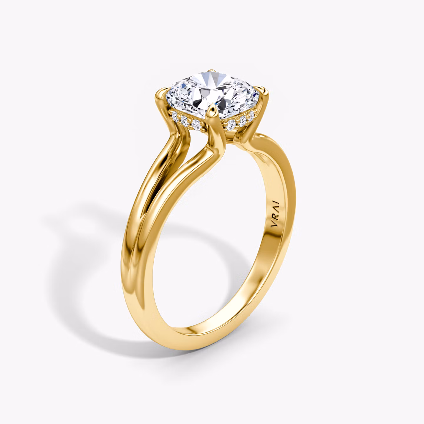 The Floating Split Band Cushion | Yellow Gold