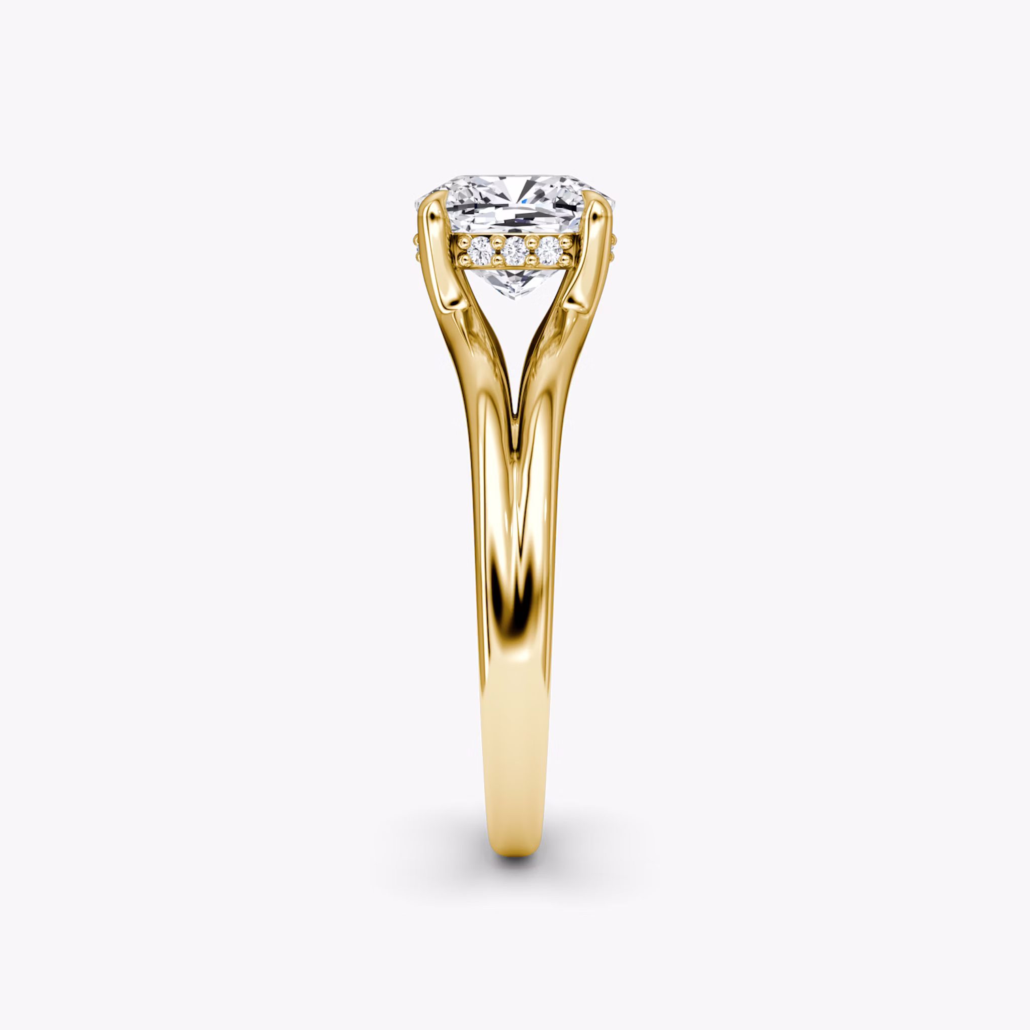 The Floating Split Band | Cushion | 18k | Yellow Gold | bandAccent: Plain | diamondOrientation: vertical | caratWeight: other