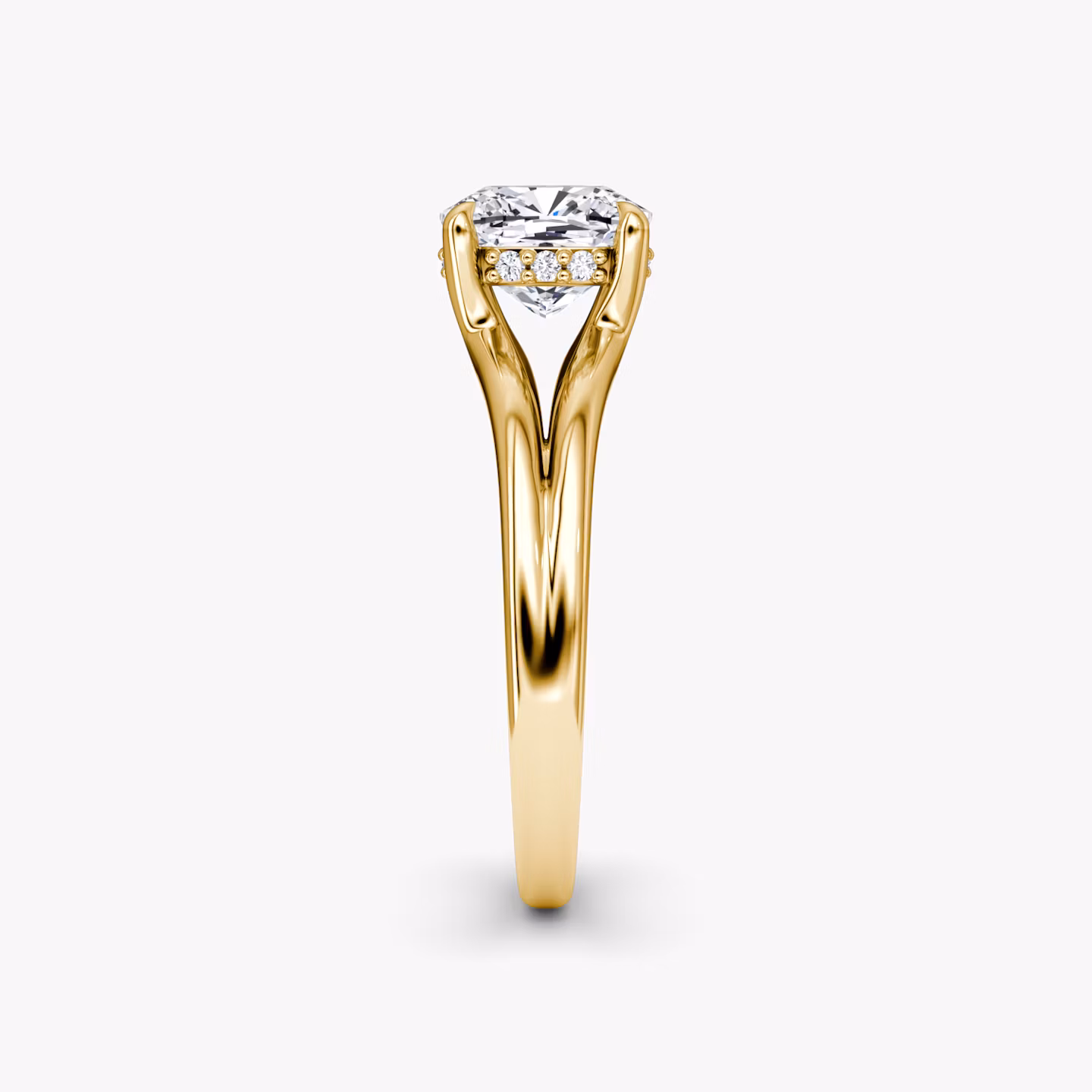The Floating Split Band | Cushion | 18k | Yellow Gold | bandAccent: Plain | diamondOrientation: vertical | caratWeight: other