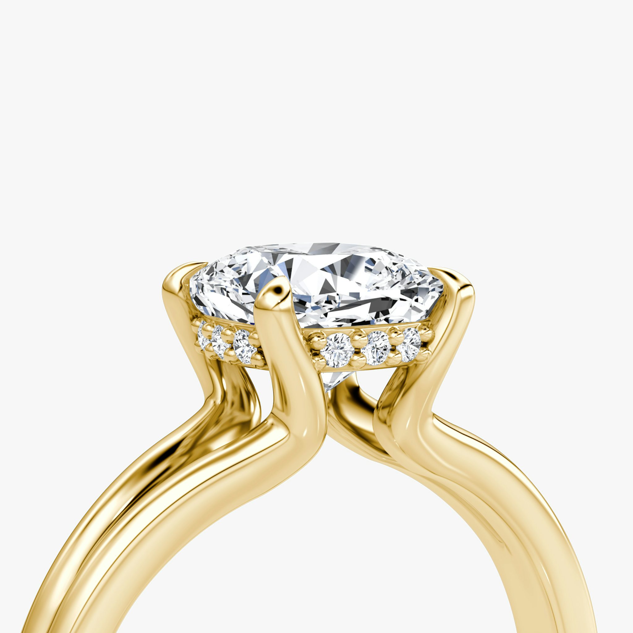 The Floating Split Band | Cushion | 18k | Yellow Gold | bandAccent: Plain | diamondOrientation: vertical | caratWeight: other