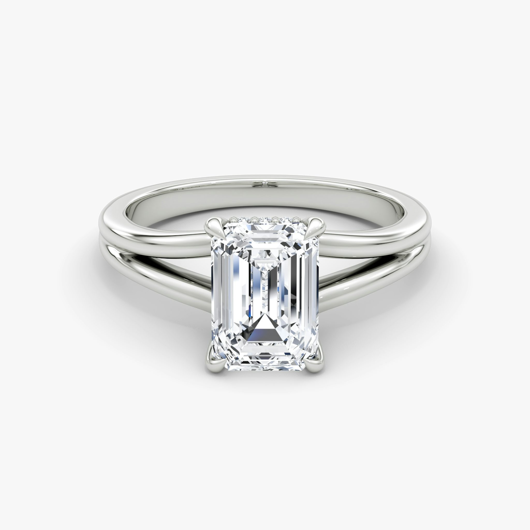 The Floating Split Band | Emerald | 18k | White Gold | bandAccent: Plain | diamondOrientation: vertical | caratWeight: other