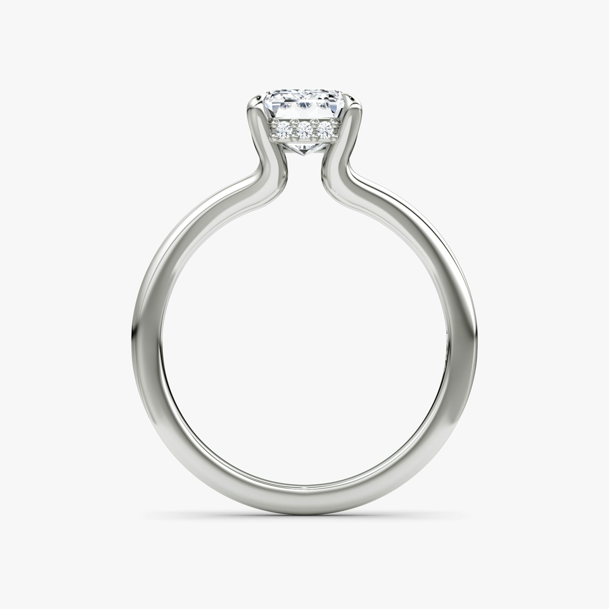The Floating Split Band | Emerald | 18k | White Gold | bandAccent: Plain | diamondOrientation: vertical | caratWeight: other