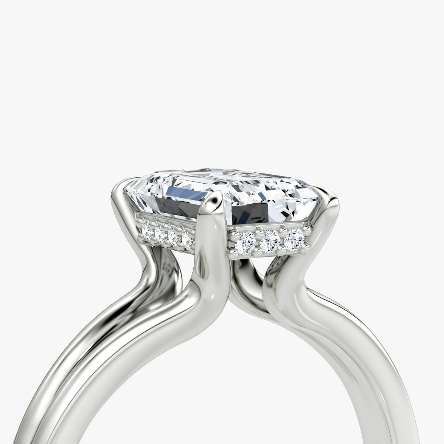 The Floating Split Band | Emerald | Platinum | bandAccent: Plain | diamondOrientation: vertical | caratWeight: other