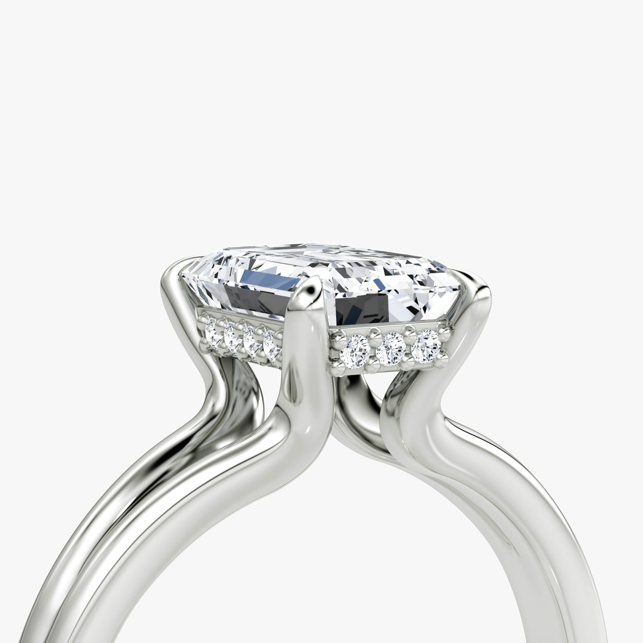 The Floating Split Band | Emerald | 18k | White Gold | bandAccent: Plain | diamondOrientation: vertical | caratWeight: other