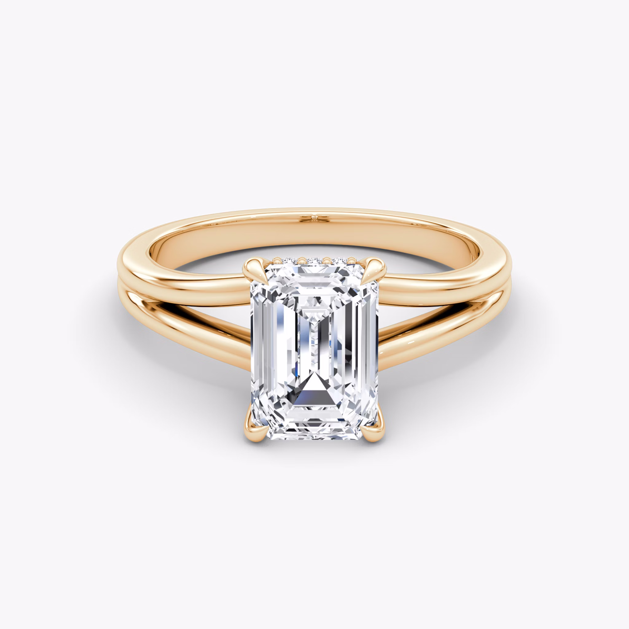 The Floating Split Band | Emerald | 14k | Rose Gold | bandAccent: Plain | diamondOrientation: vertical | caratWeight: other