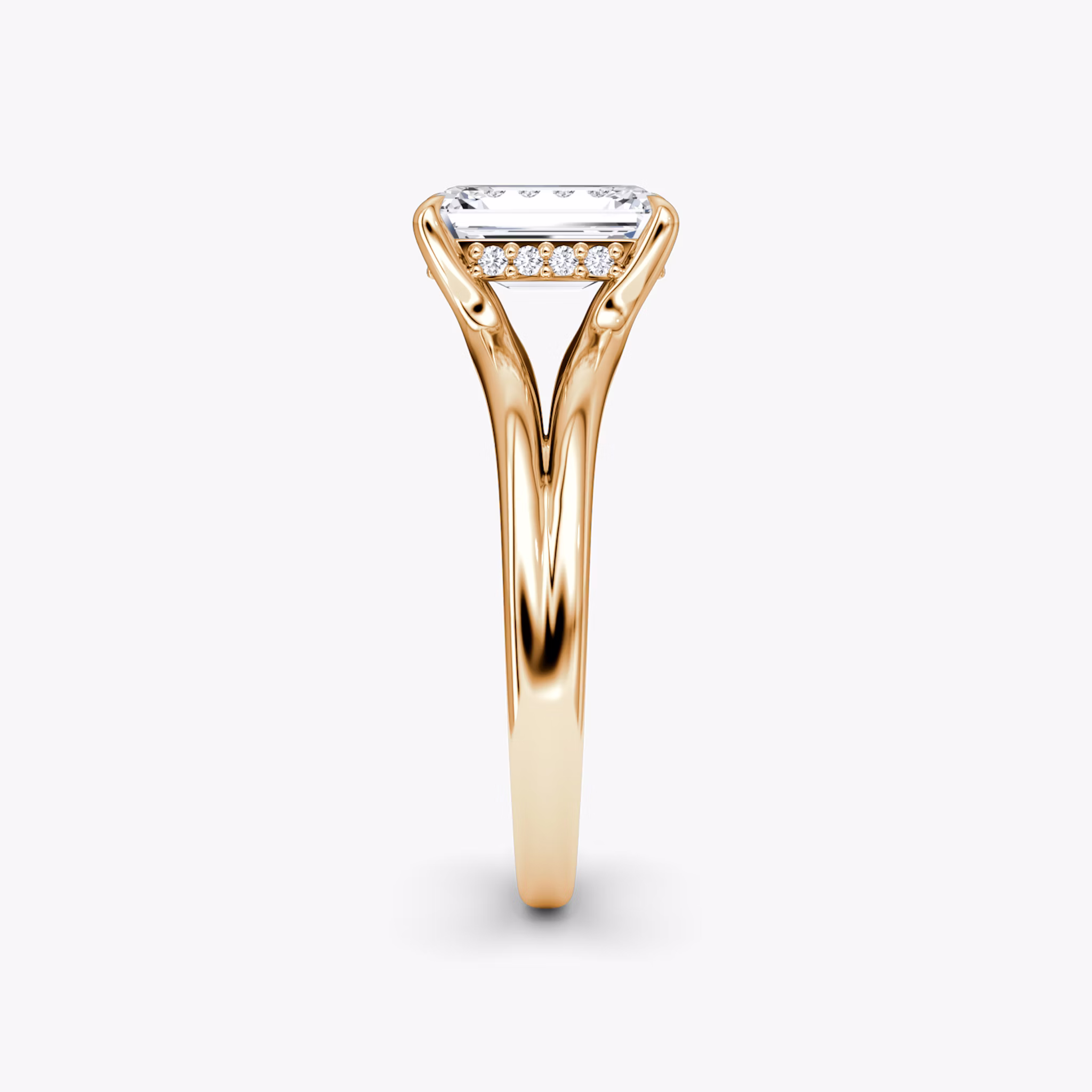 The Floating Split Band | Emerald | 14k | Rose Gold | bandAccent: Plain | diamondOrientation: vertical | caratWeight: other