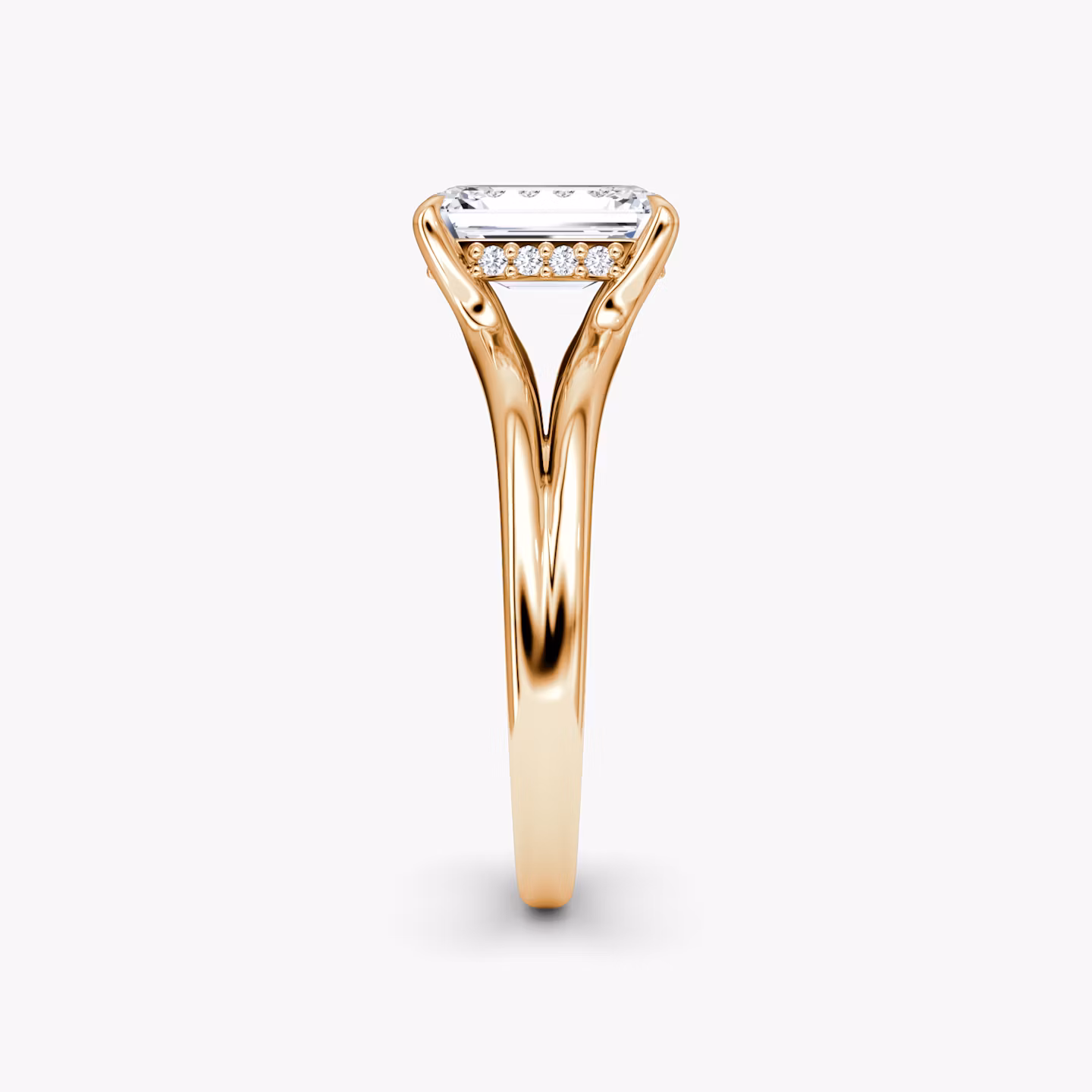 The Floating Split Band | Emerald | 14k | Rose Gold | bandAccent: Plain | diamondOrientation: vertical | caratWeight: other