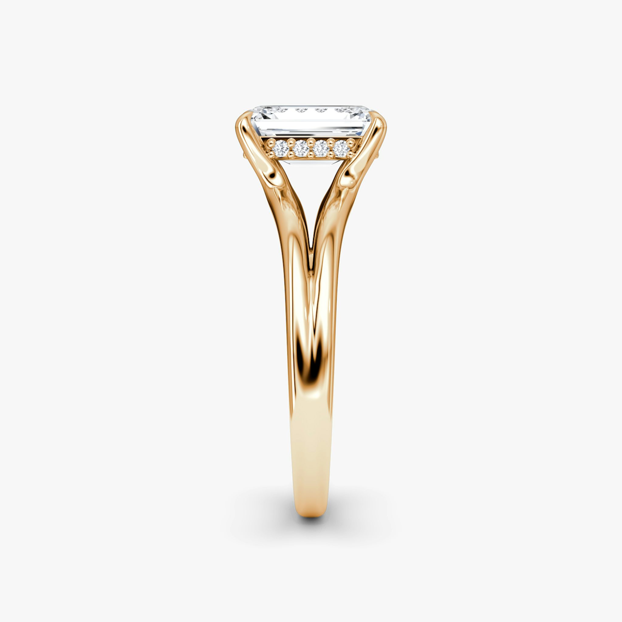 The Floating Split Band | Emerald | 14k | Rose Gold | bandAccent: Plain | diamondOrientation: vertical | caratWeight: other