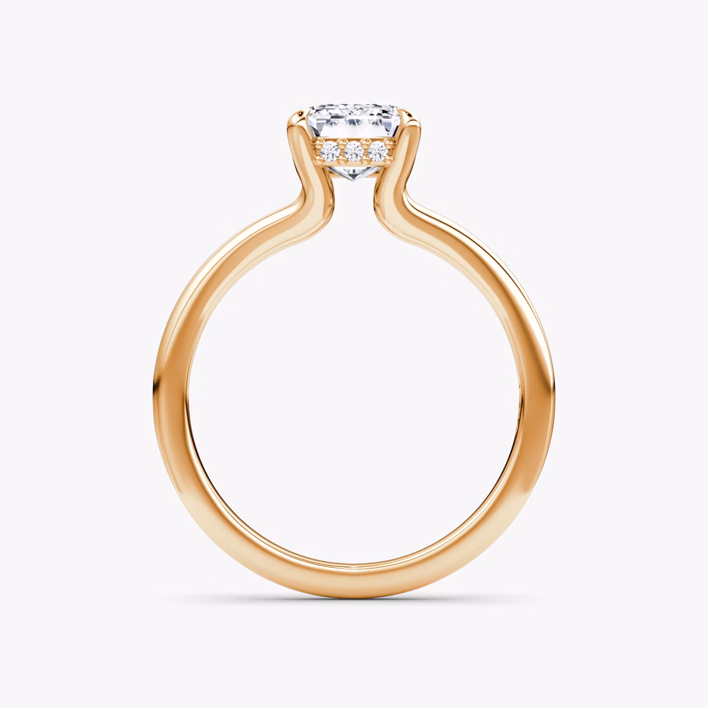 The Floating Split Band | Emerald | 14k | Rose Gold | bandAccent: Plain | diamondOrientation: vertical | caratWeight: other