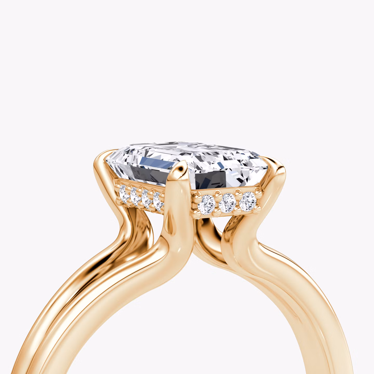 The Floating Split Band | Emerald | 14k | Rose Gold | bandAccent: Plain | diamondOrientation: vertical | caratWeight: other