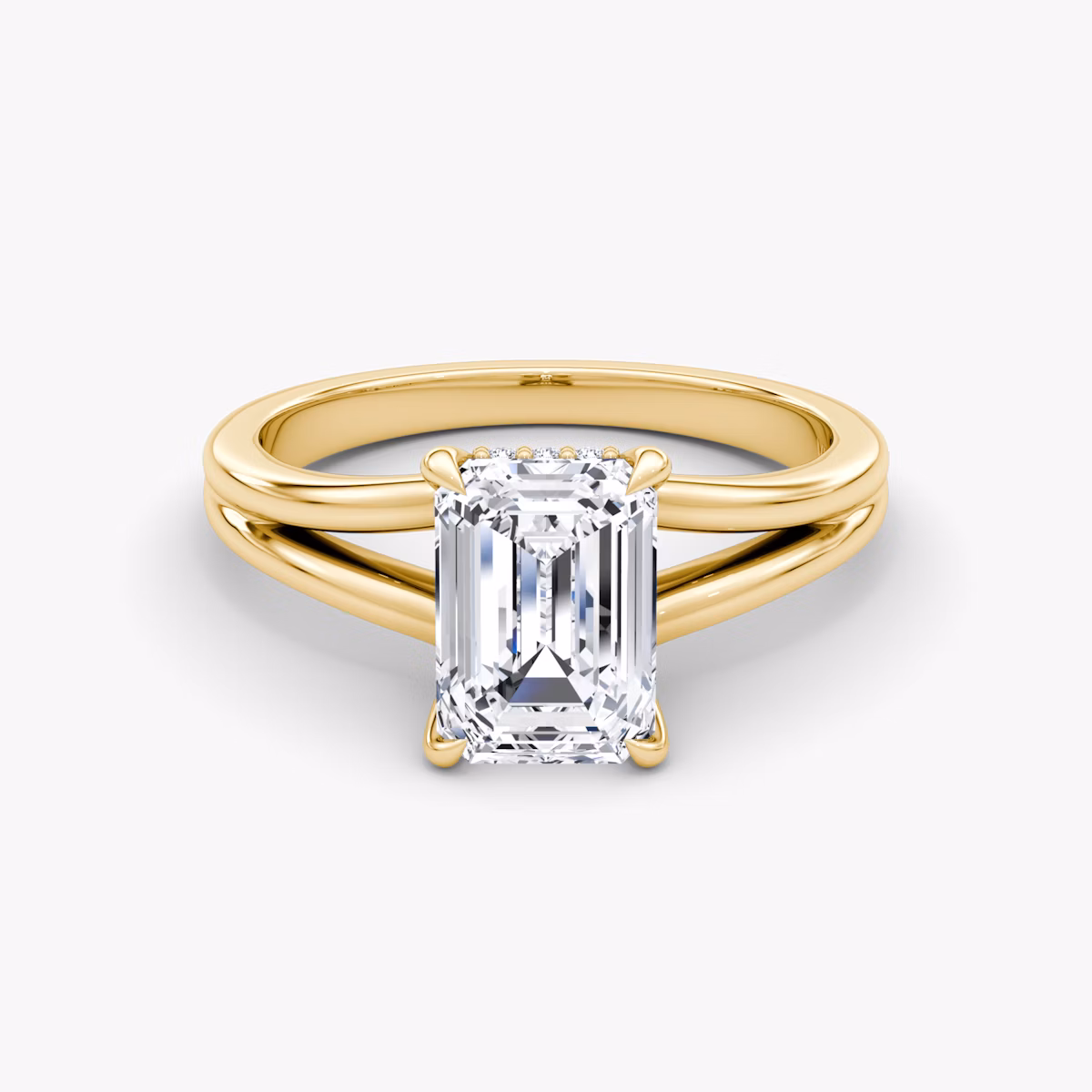 The Floating Split Band | Emerald | 18k | Yellow Gold | bandAccent: Plain | diamondOrientation: vertical | caratWeight: other