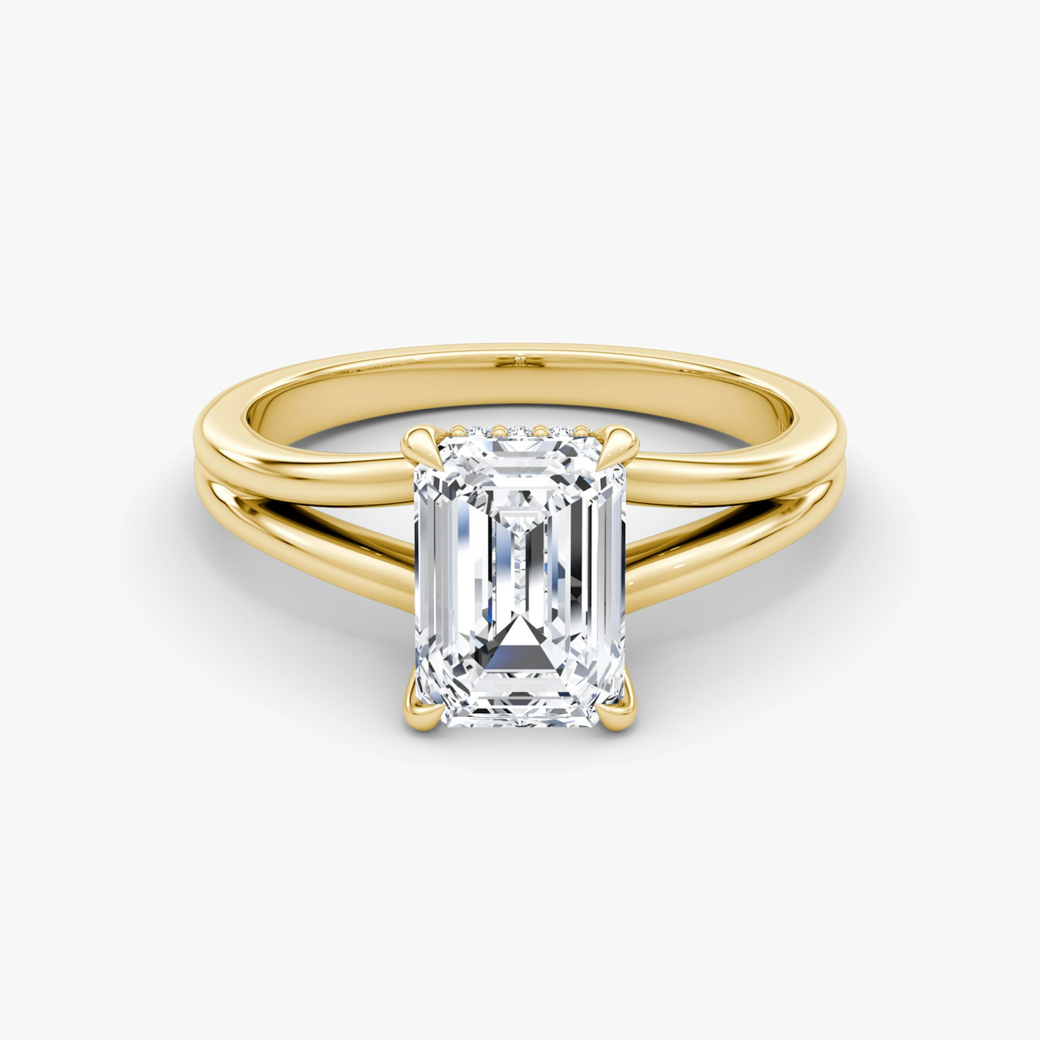 The Floating Split Band | Emerald | 18k | Yellow Gold | bandAccent: Plain | diamondOrientation: vertical | caratWeight: other