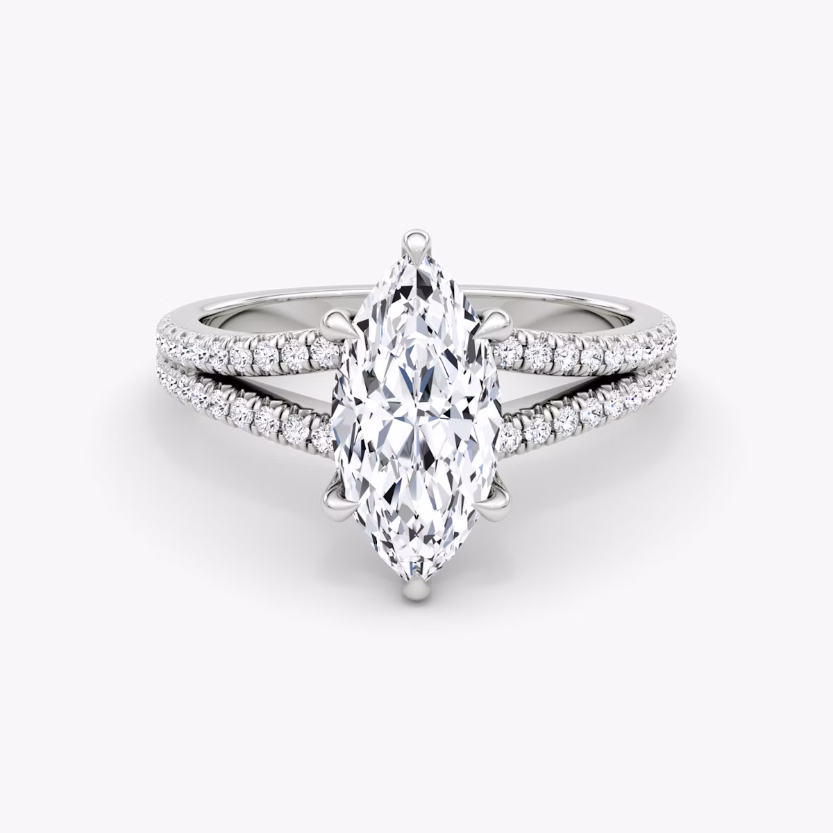 The Floating Split Band | Marquise | Platinum | bandAccent: Pavé | diamondOrientation: vertical | caratWeight: other