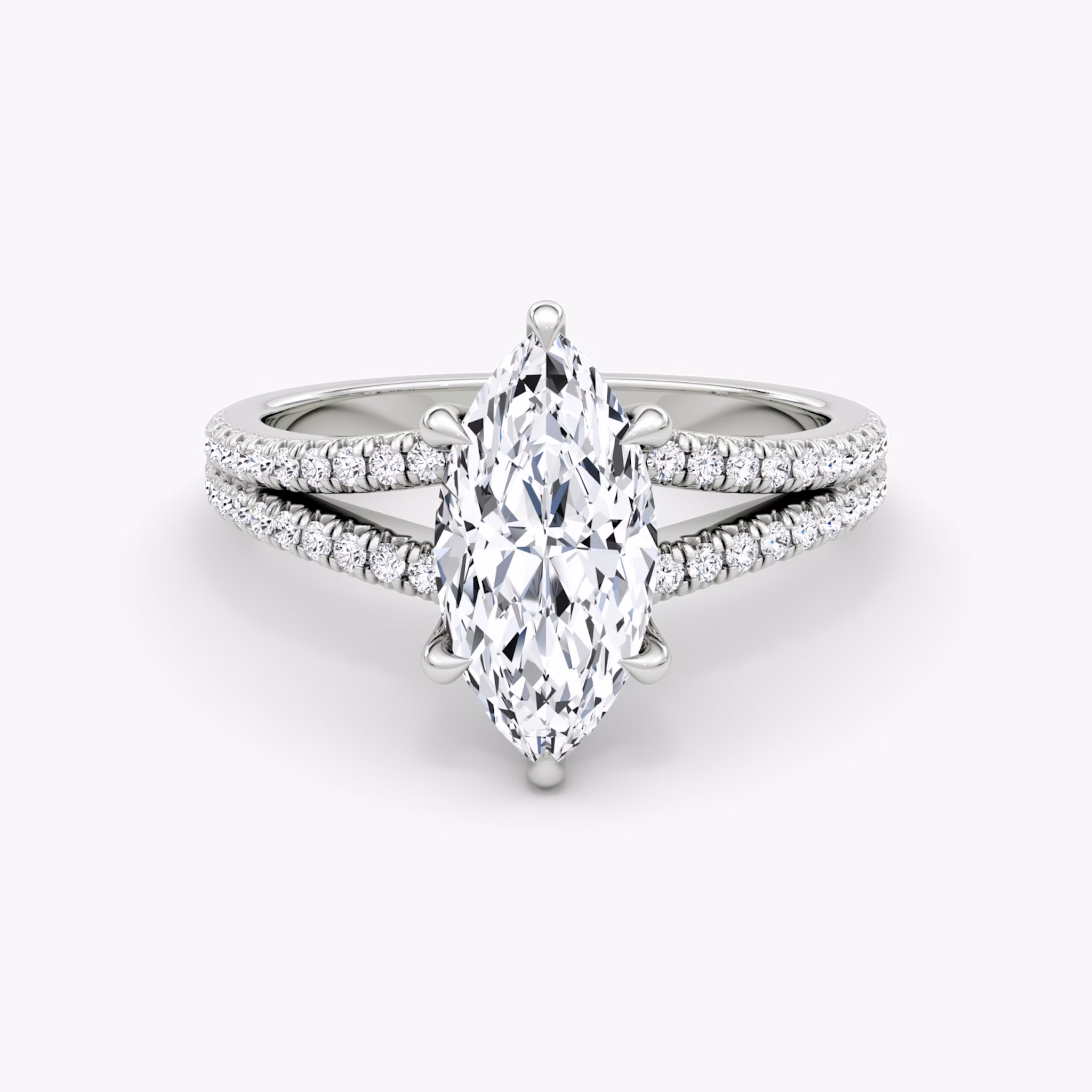 The Floating Split Band | Marquise | 18k | White Gold | bandAccent: Pavé | diamondOrientation: vertical | caratWeight: other