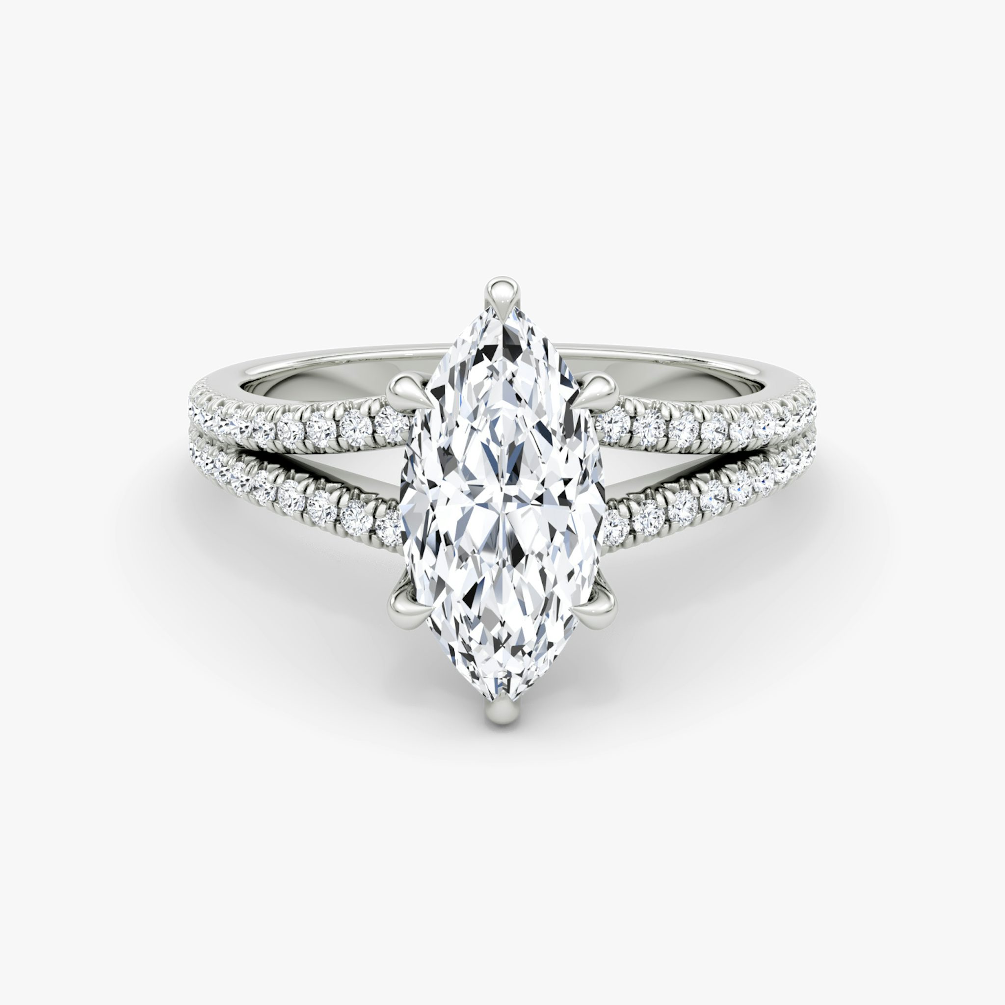 The Floating Split Band | Marquise | 18k | White Gold | bandAccent: Pavé | diamondOrientation: vertical | caratWeight: other