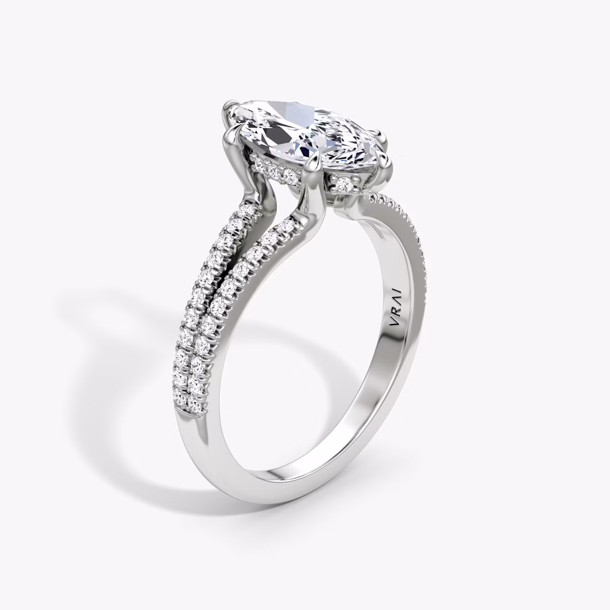 The Floating Split Band | Marquise | Platinum | bandAccent: Pavé | diamondOrientation: vertical | caratWeight: other