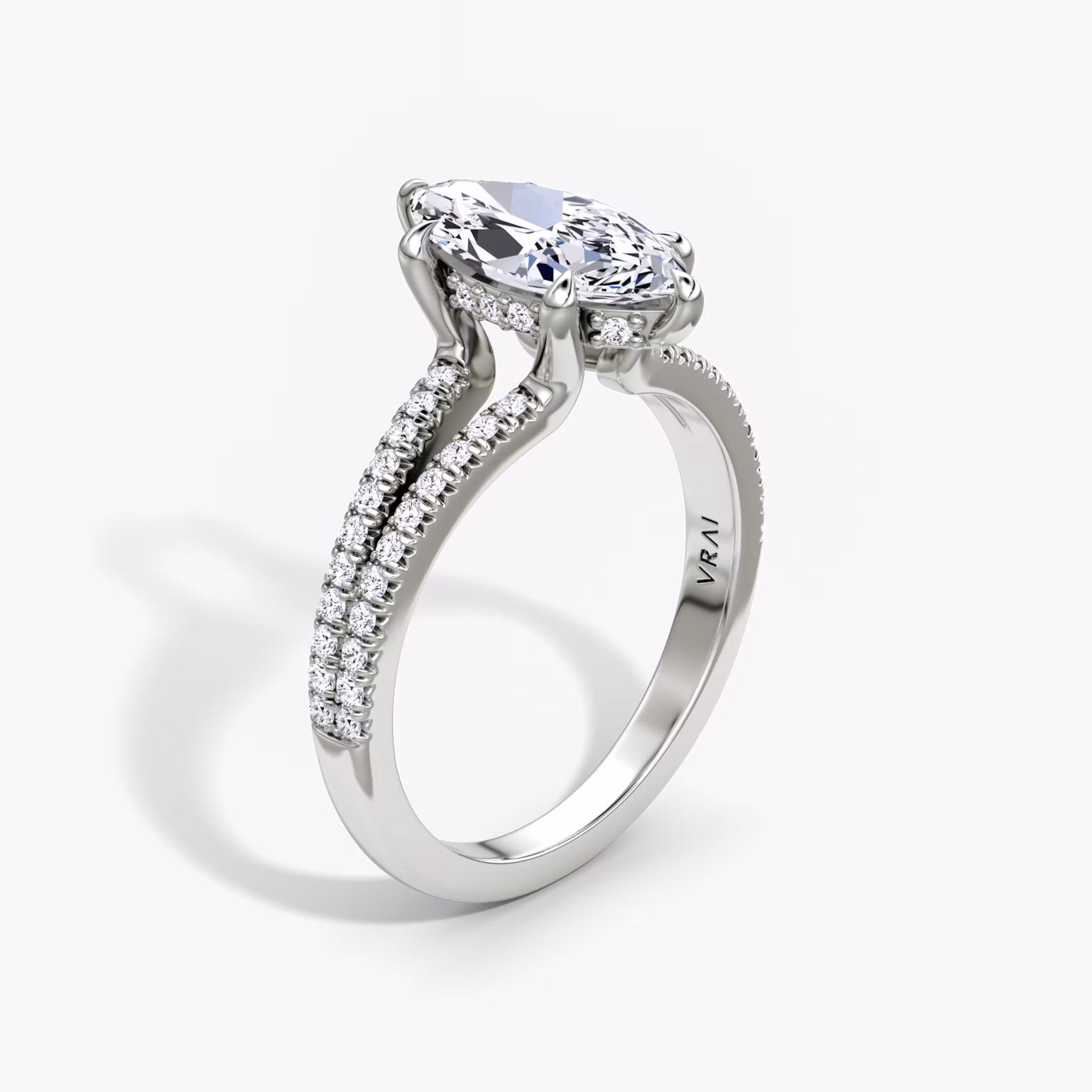 Floating Split Band Marquise | White Gold