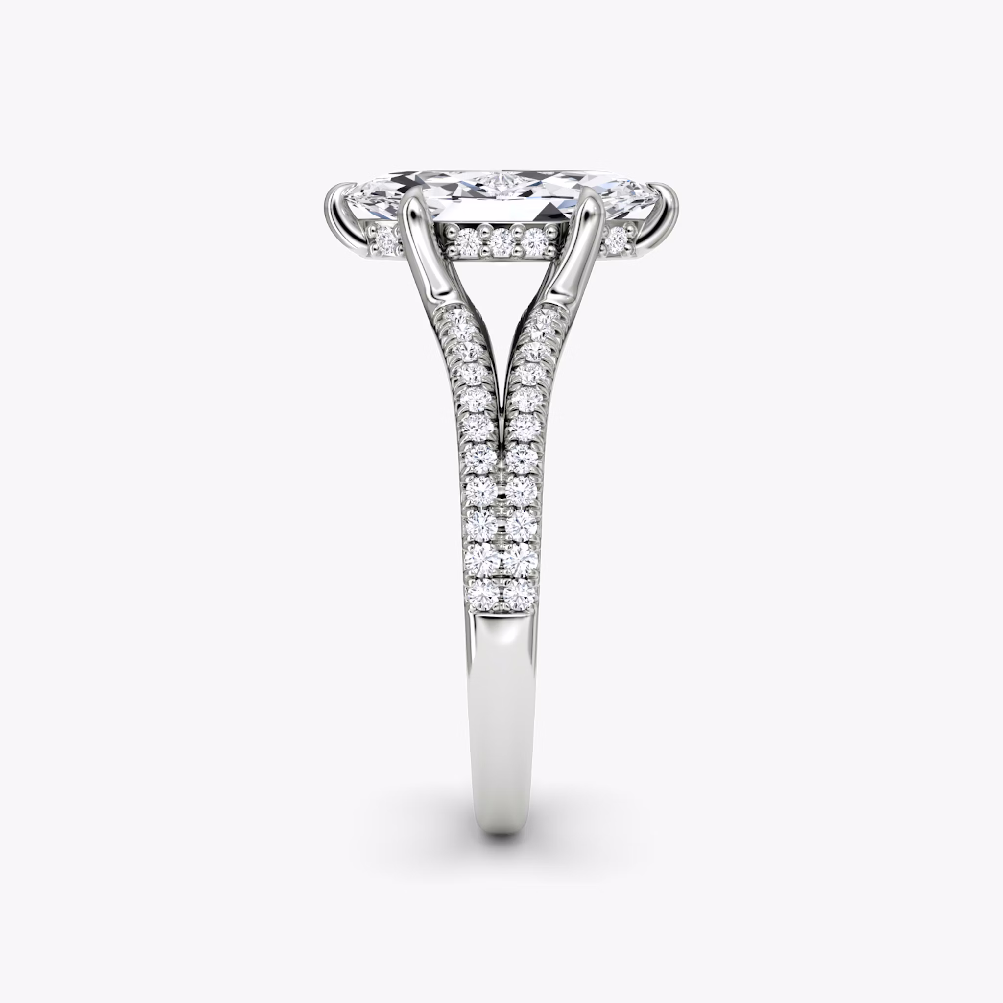 The Floating Split Band | Marquise | 18k | White Gold | bandAccent: Pavé | diamondOrientation: vertical | caratWeight: other