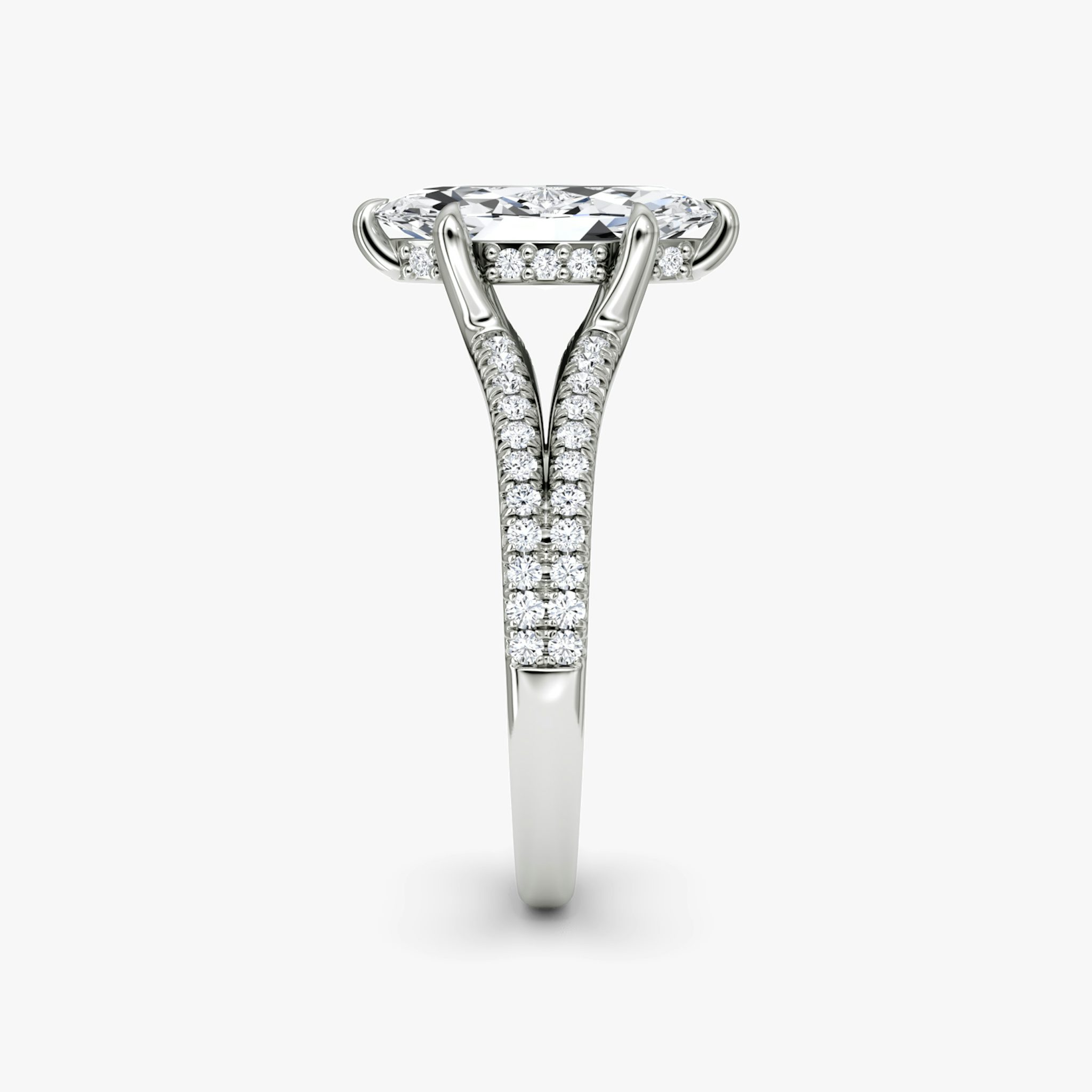 The Floating Split Band | Marquise | 18k | White Gold | bandAccent: Pavé | diamondOrientation: vertical | caratWeight: other