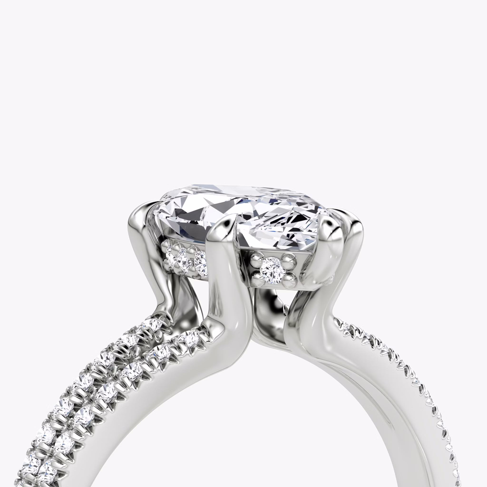 The Floating Split Band | Marquise | 18k | White Gold | bandAccent: Pavé | diamondOrientation: vertical | caratWeight: other