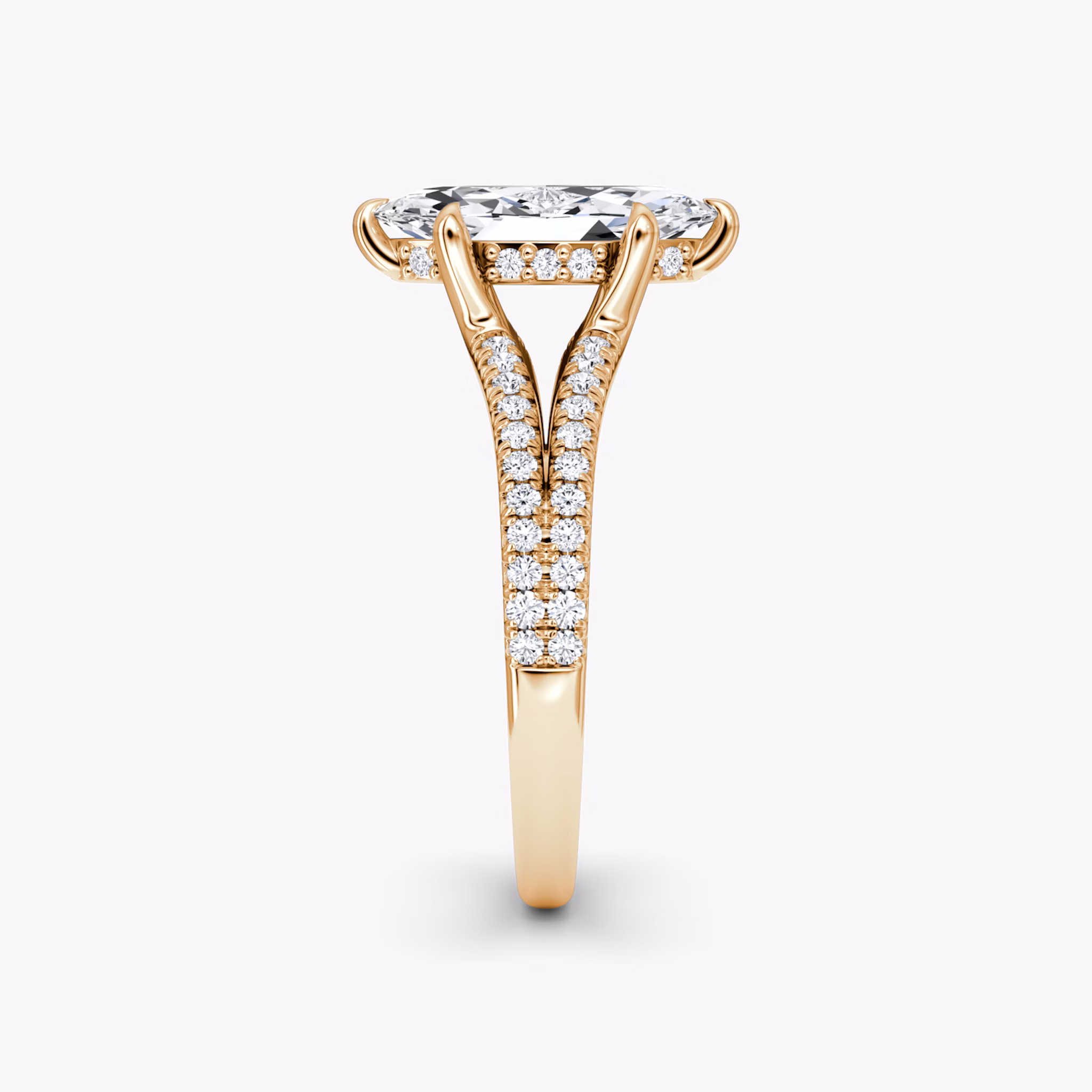 The Floating Split Band | Marquise | 14k | Rose Gold | bandAccent: Pavé | diamondOrientation: vertical | caratWeight: other