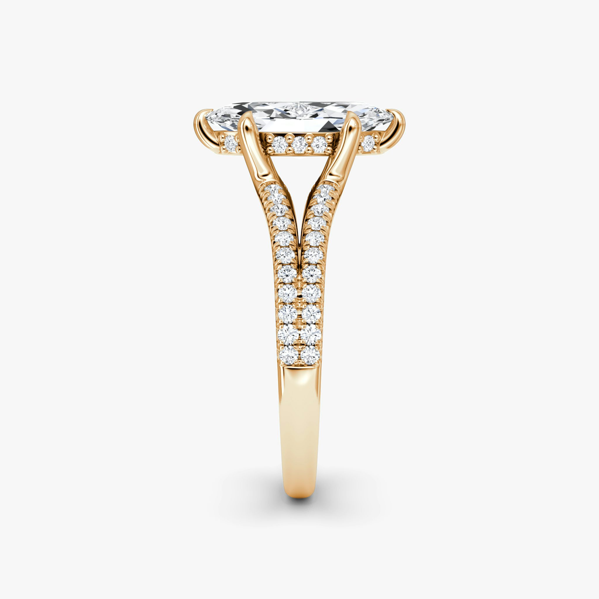 The Floating Split Band | Marquise | 14k | Rose Gold | bandAccent: Pavé | diamondOrientation: vertical | caratWeight: other