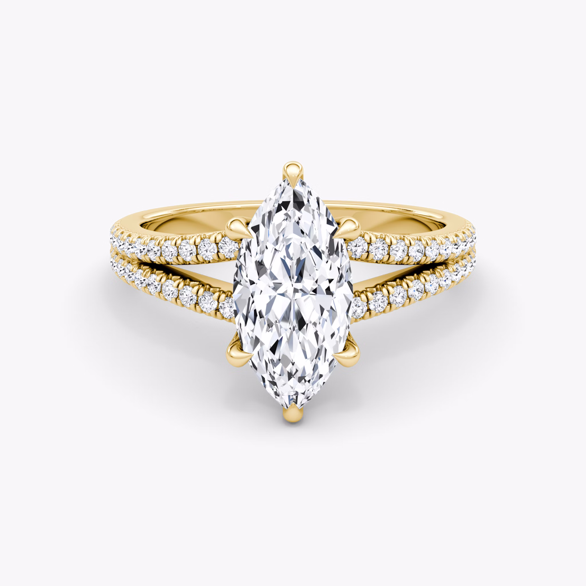 The Floating Split Band | Marquise | 18k | Yellow Gold | bandAccent: Pavé | diamondOrientation: vertical | caratWeight: other