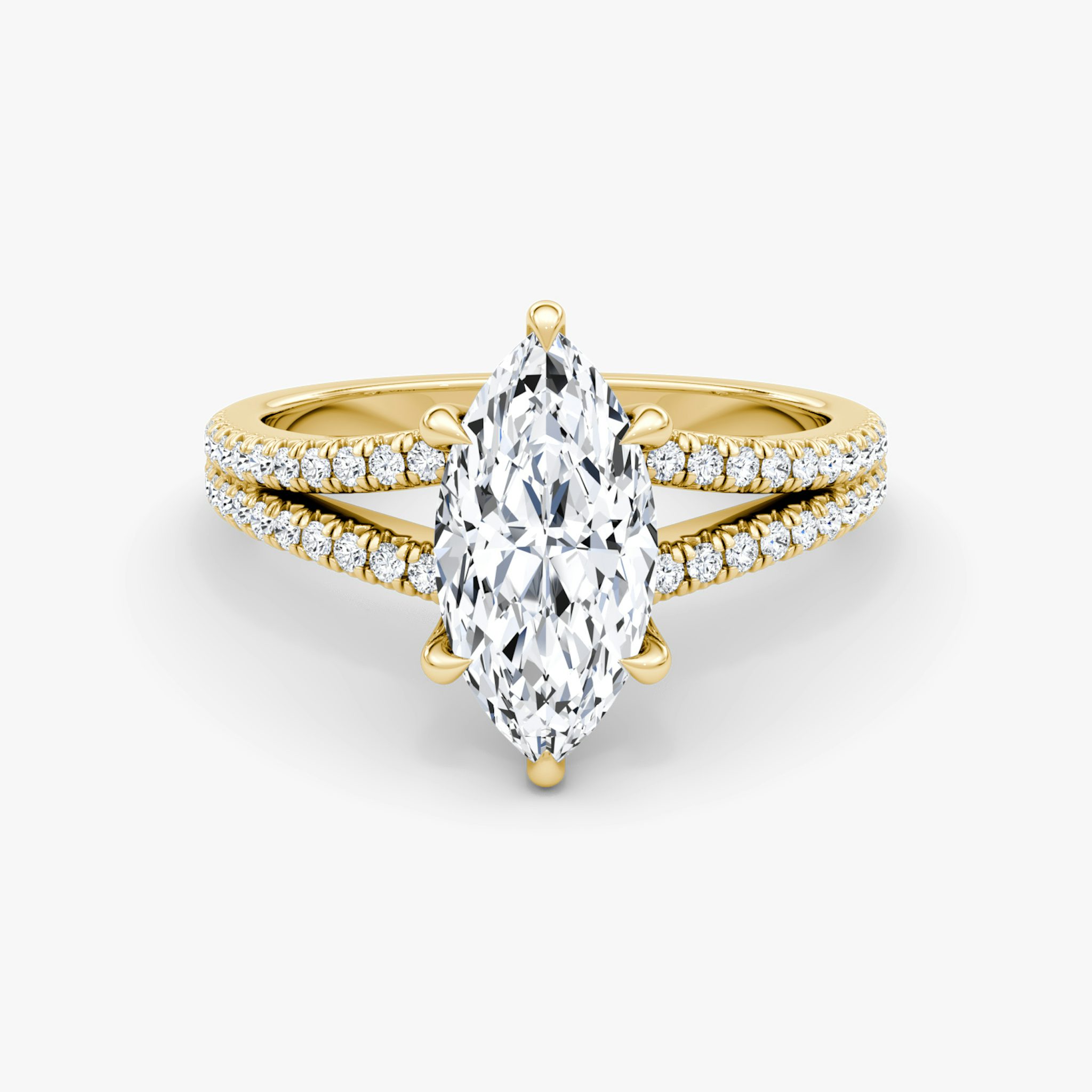 The Floating Split Band | Marquise | 18k | Yellow Gold | bandAccent: Pavé | diamondOrientation: vertical | caratWeight: other