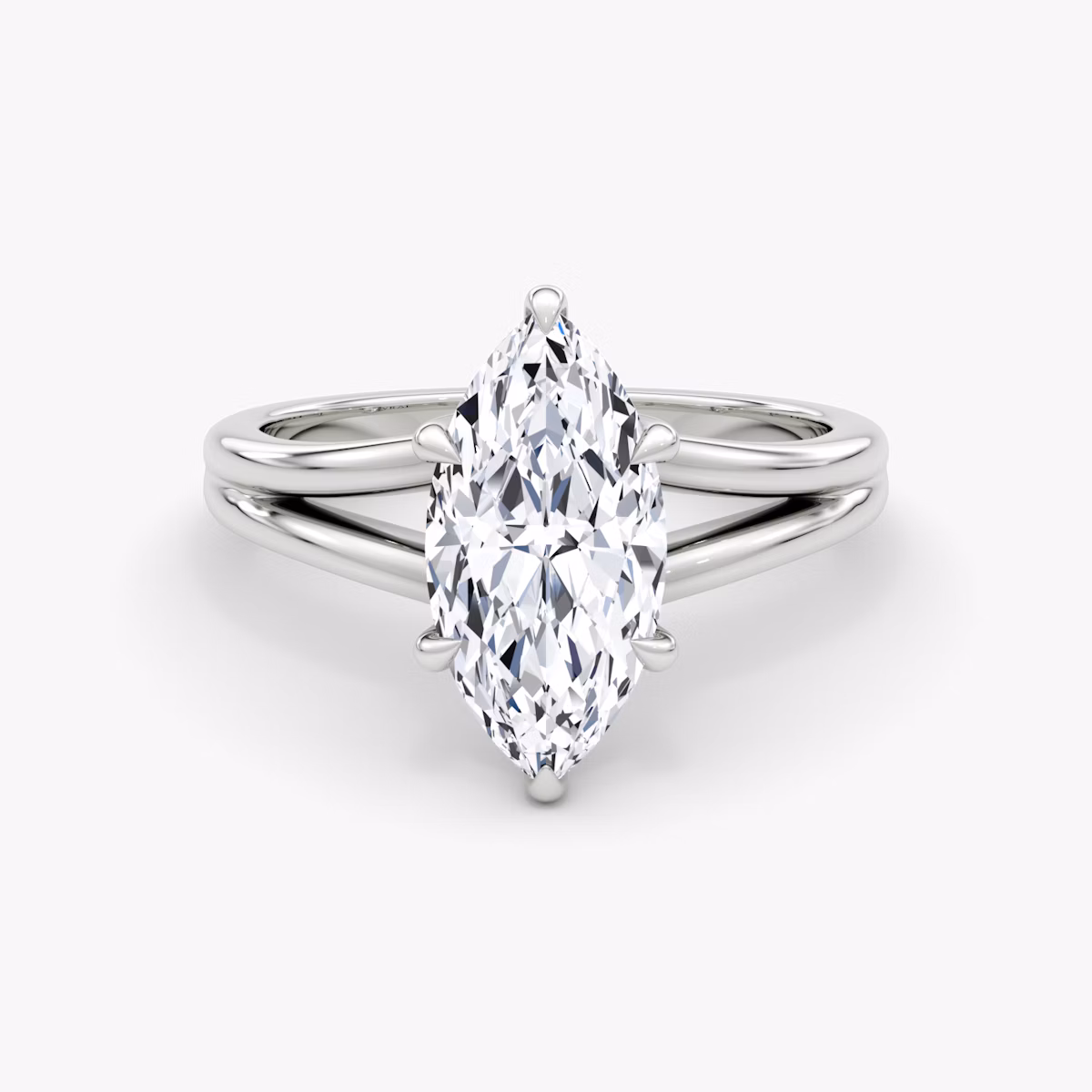 The Floating Split Band | Marquise | 18k | White Gold | bandAccent: Plain | diamondOrientation: vertical | caratWeight: other