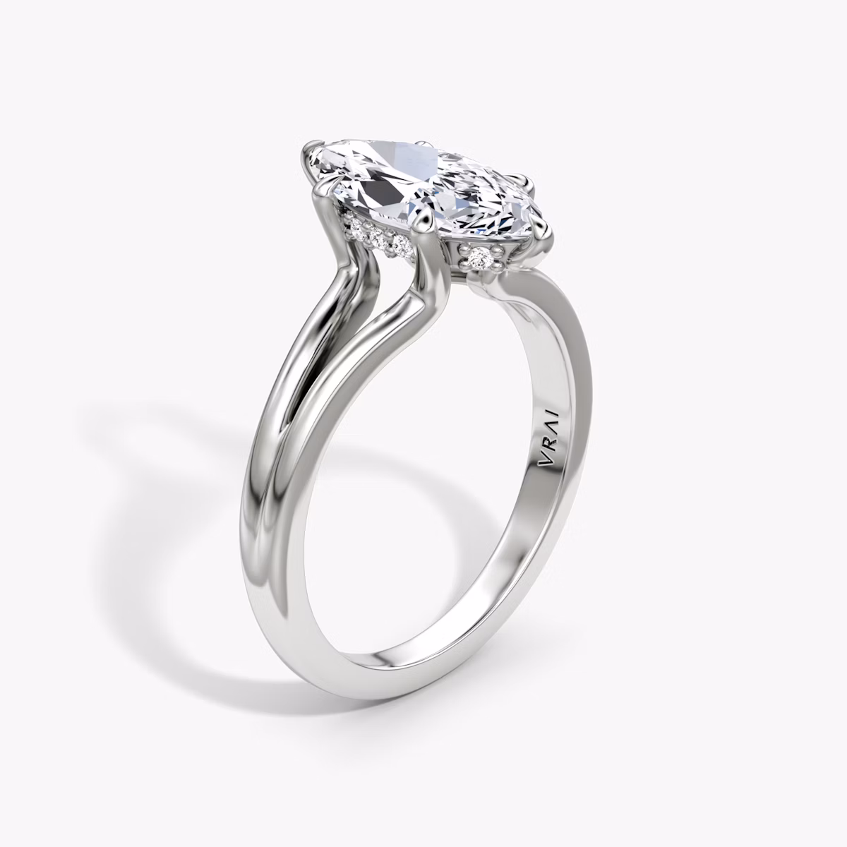 The Floating Split Band | Marquise | 18k | White Gold | bandAccent: Plain | diamondOrientation: vertical | caratWeight: other