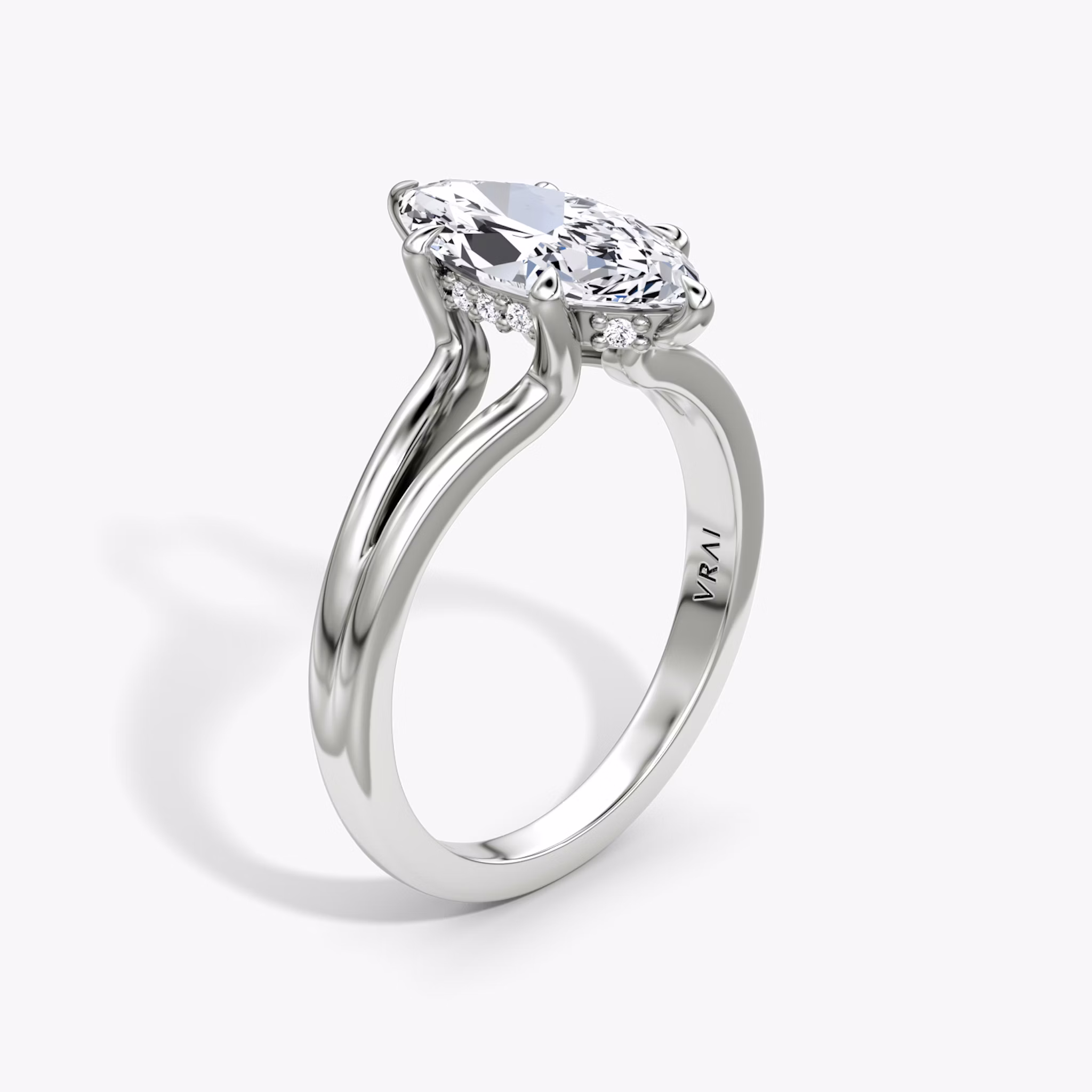 The Floating Split Band | Marquise | Platinum | bandAccent: Plain | diamondOrientation: vertical | caratWeight: other