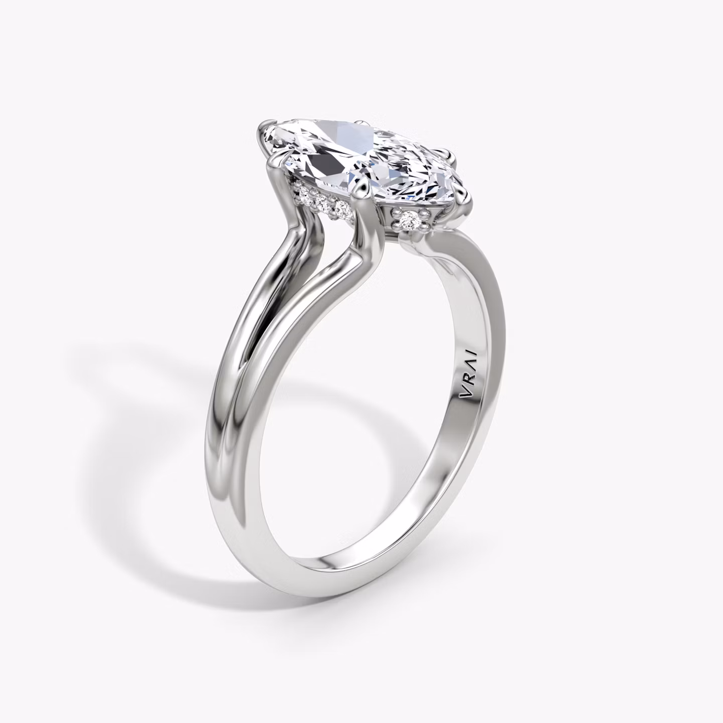 The Floating Split Band | Marquise | 18k | White Gold | bandAccent: Plain | diamondOrientation: vertical | caratWeight: other