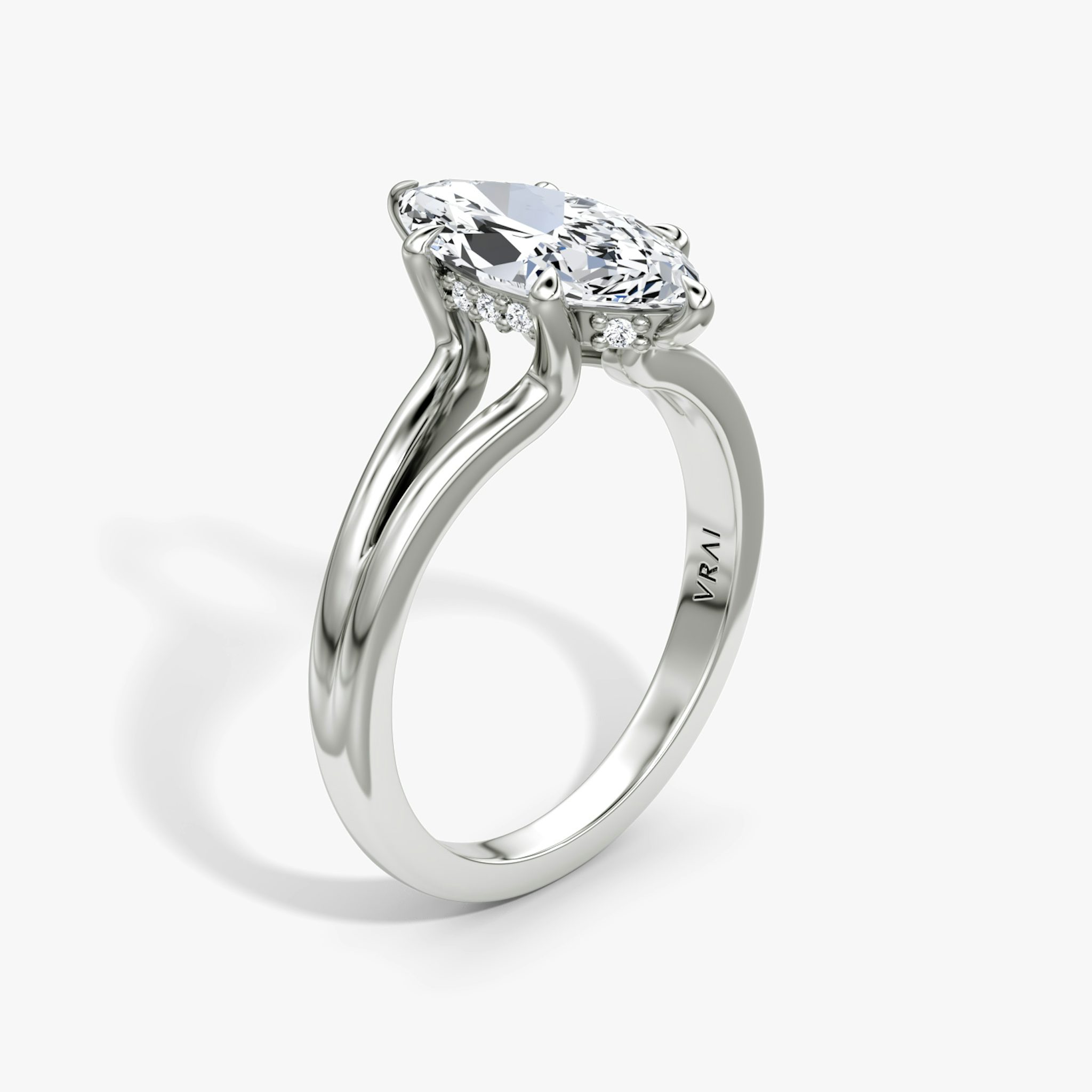 The Floating Split Band | Marquise | Platinum | bandAccent: Plain | diamondOrientation: vertical | caratWeight: other
