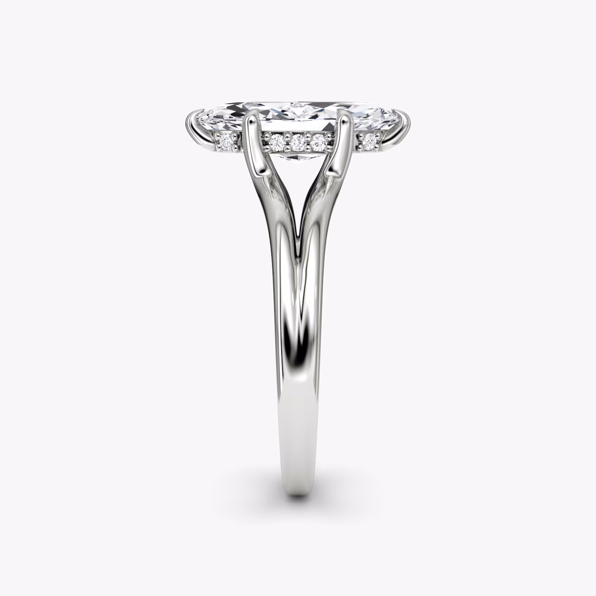 The Floating Split Band | Marquise | Platinum | bandAccent: Plain | diamondOrientation: vertical | caratWeight: other