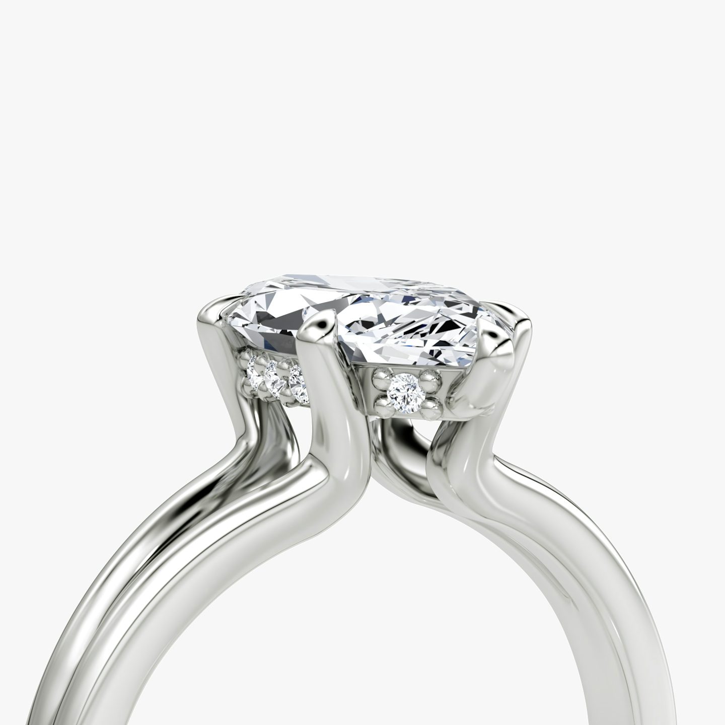 The Floating Split Band | Marquise | 18k | White Gold | bandAccent: Plain | diamondOrientation: vertical | caratWeight: other