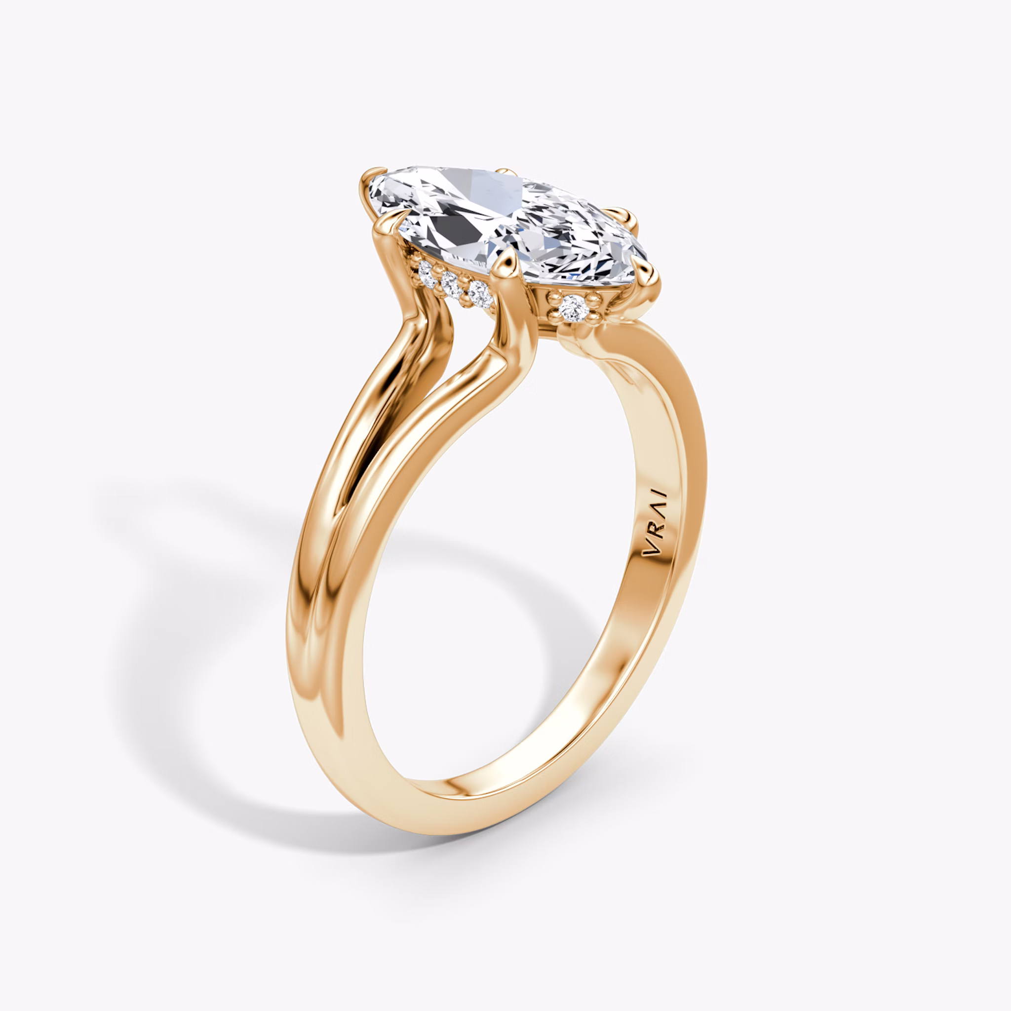 The Floating Split Band | Marquise | 14k | Rose Gold | bandAccent: Plain | diamondOrientation: vertical | caratWeight: other
