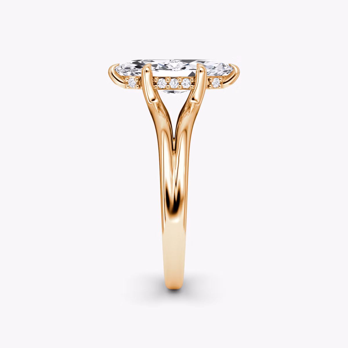 The Floating Split Band | Marquise | 14k | Rose Gold | bandAccent: Plain | diamondOrientation: vertical | caratWeight: other