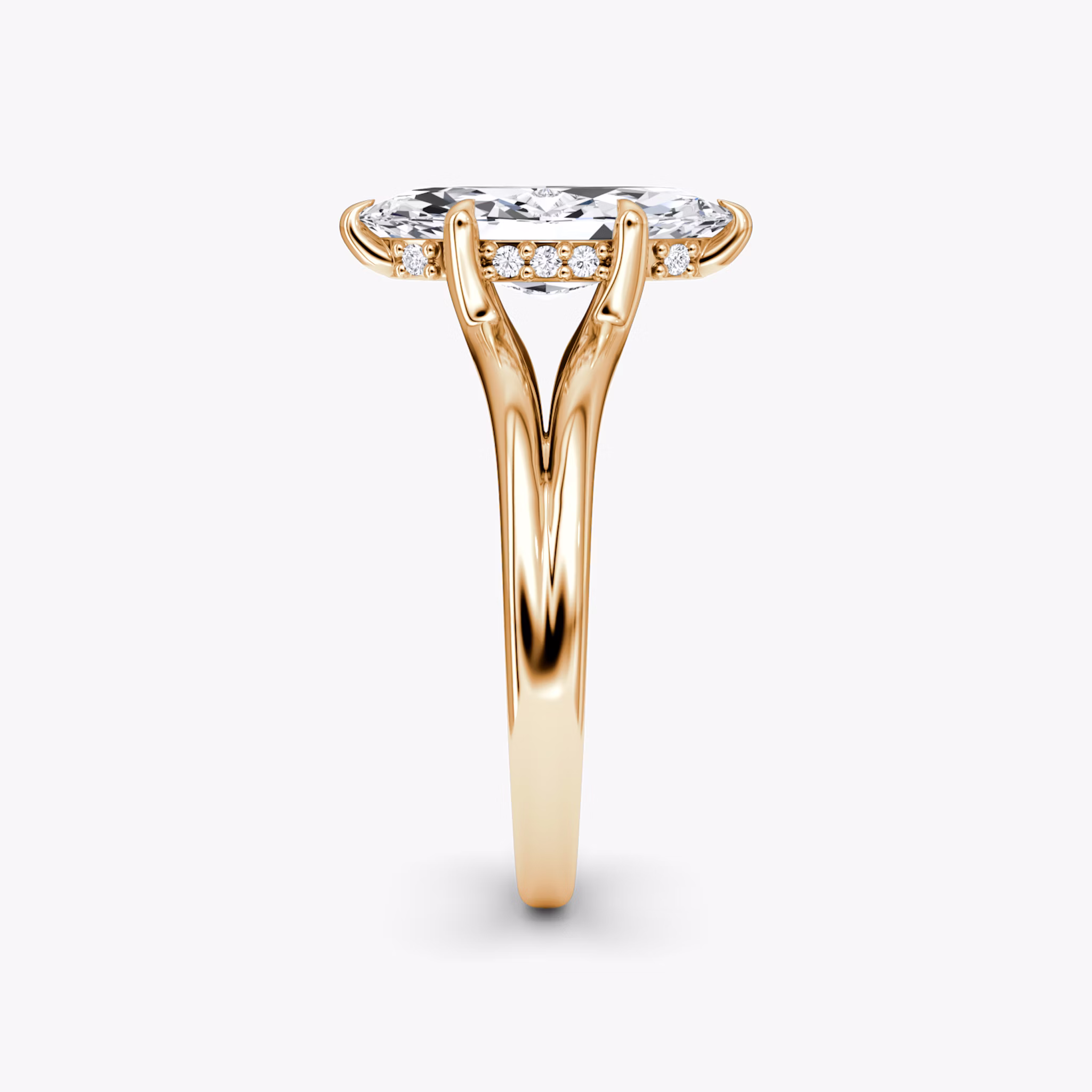 The Floating Split Band | Marquise | 14k | Rose Gold | bandAccent: Plain | diamondOrientation: vertical | caratWeight: other