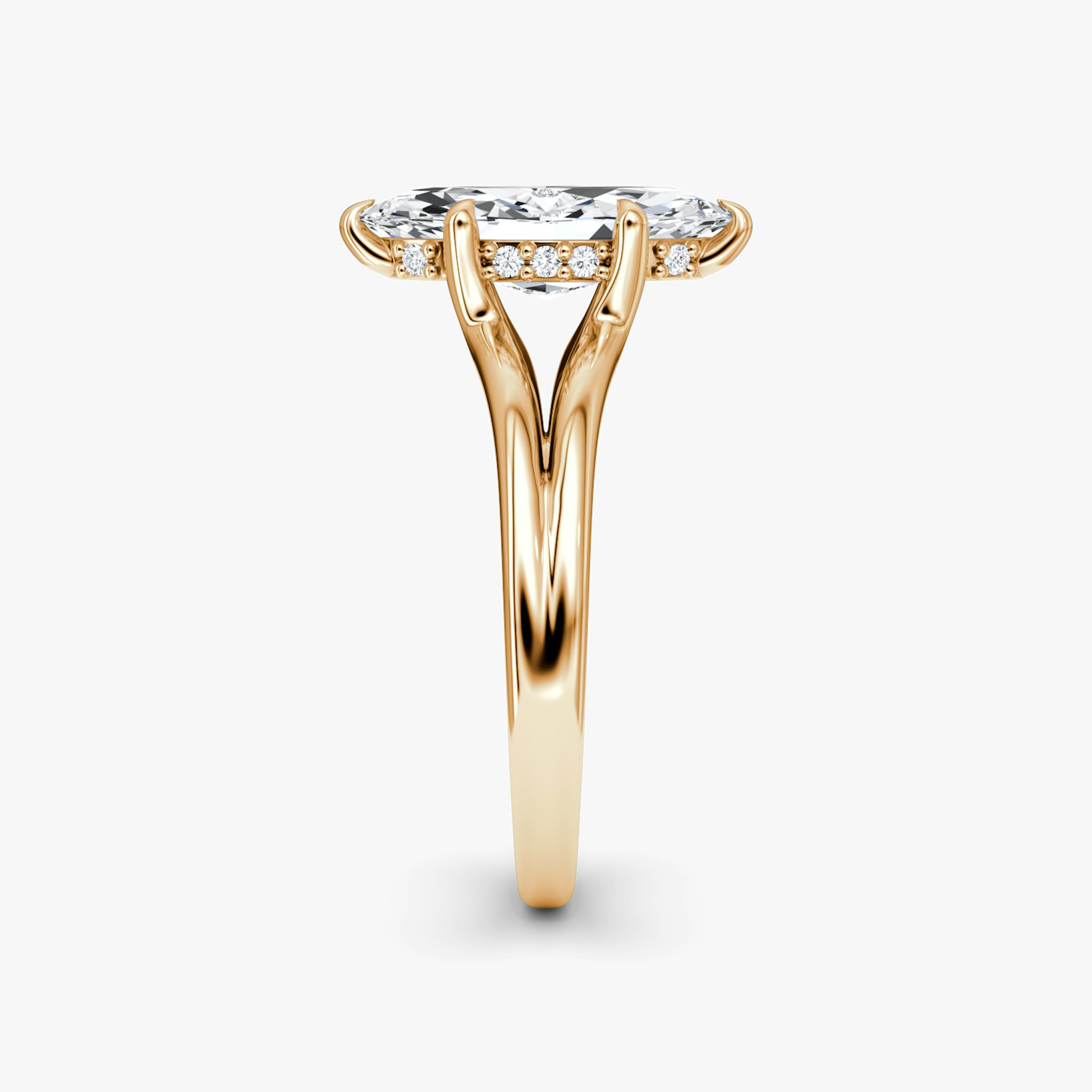 The Floating Split Band | Marquise | 14k | Rose Gold | bandAccent: Plain | diamondOrientation: vertical | caratWeight: other