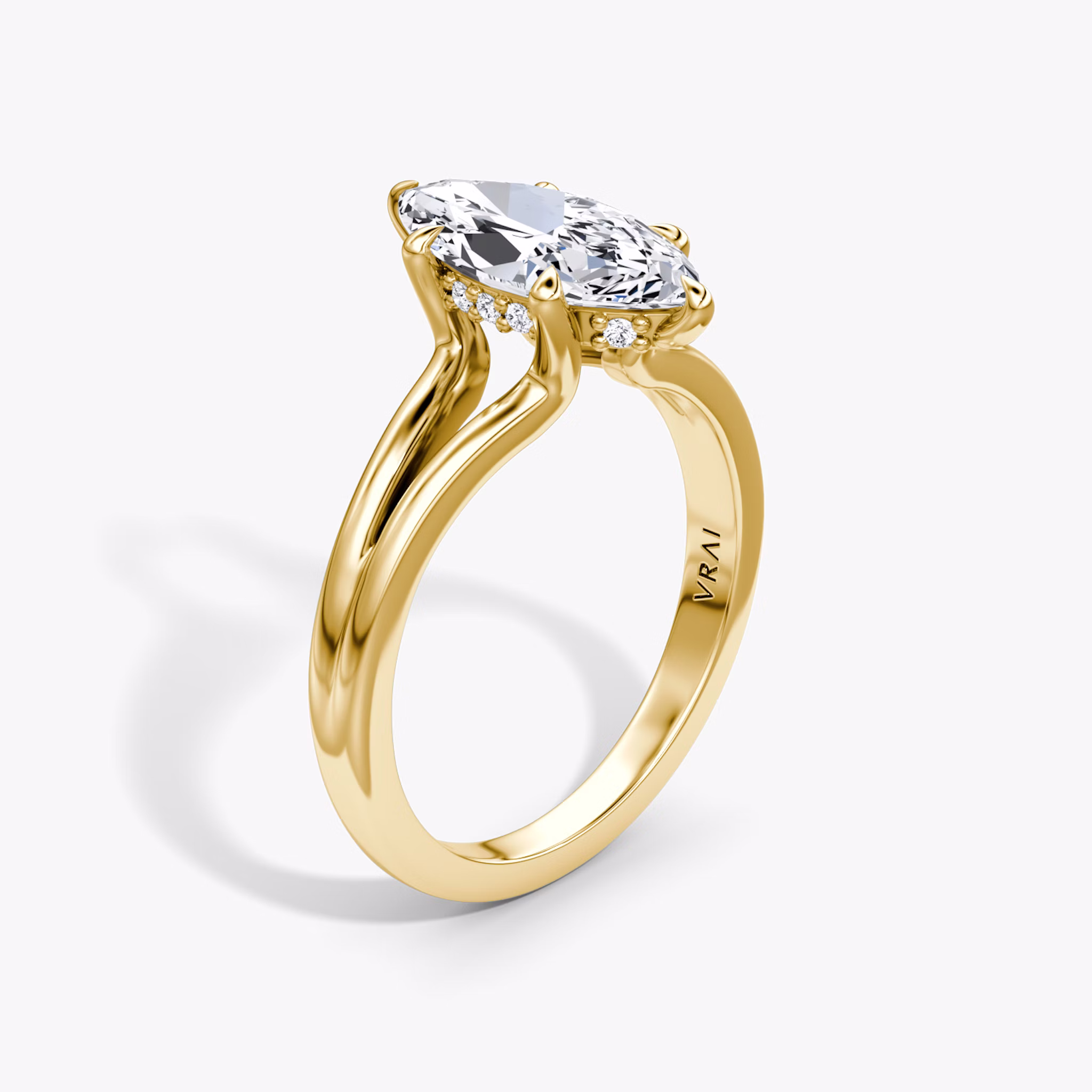 The Floating Split Band | Marquise | 18k | Yellow Gold | bandAccent: Plain | diamondOrientation: vertical | caratWeight: other