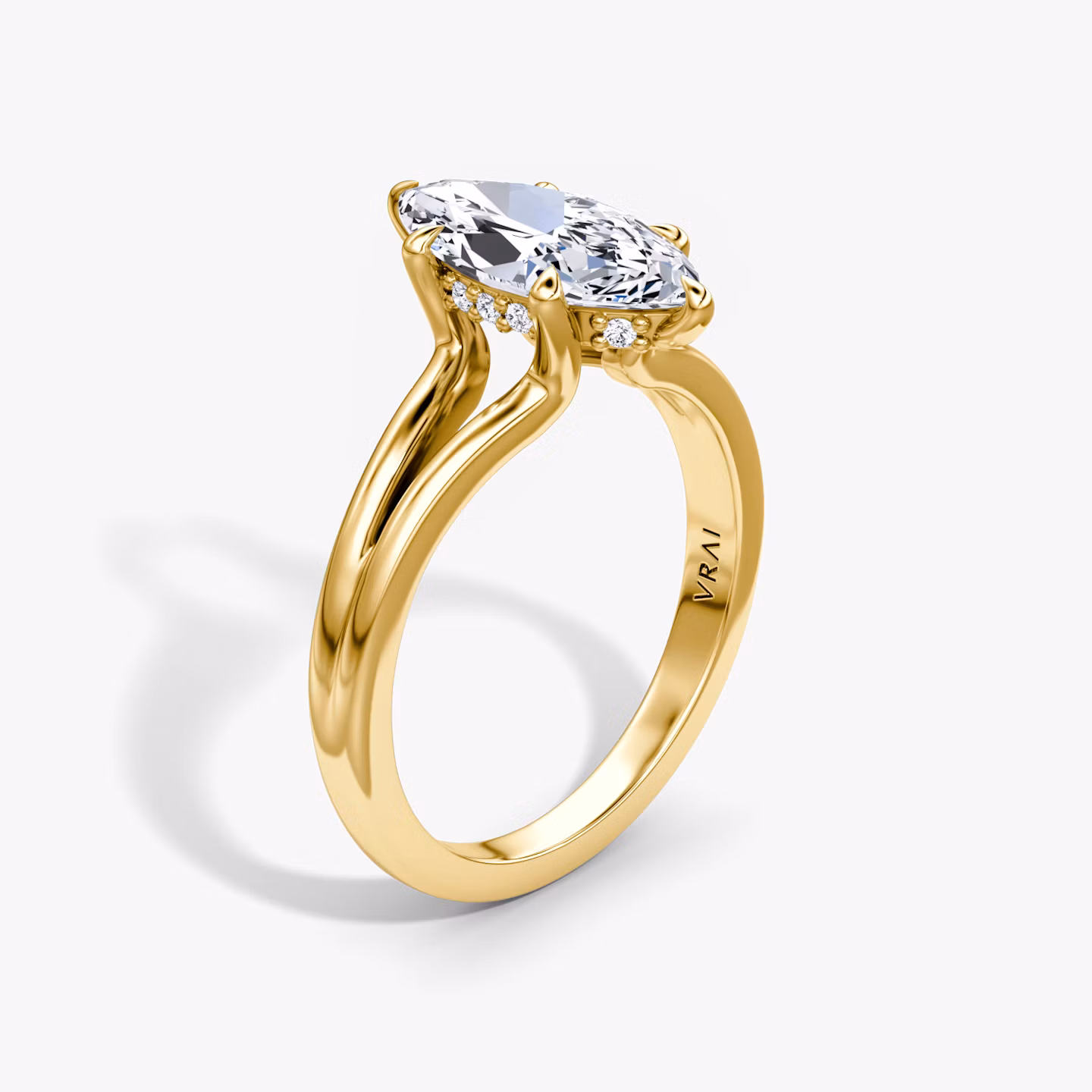 The Floating Split Band Marquise | Yellow Gold